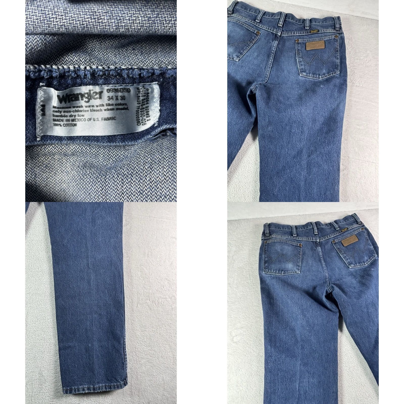 Wrangler Wrangler Jeans Men’s Regular 34x30 Medium Wash Denim Cowboy Workwear Straight 5-Pocket USA Cowboy Cut Denim Jeans Mens Size US 34 / EU 50 - 8 Thumbnail