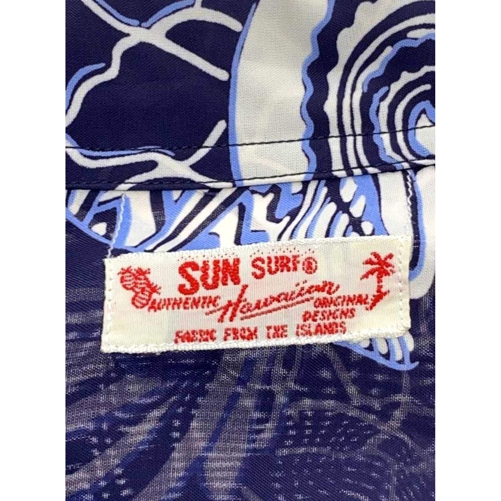 Sun Surf SUN SURF Aloha Shirt Size M Rayon Navy All-Over Print Net Seashells USED Men's Size US M / EU 48-50 / 2 - 6 Thumbnail