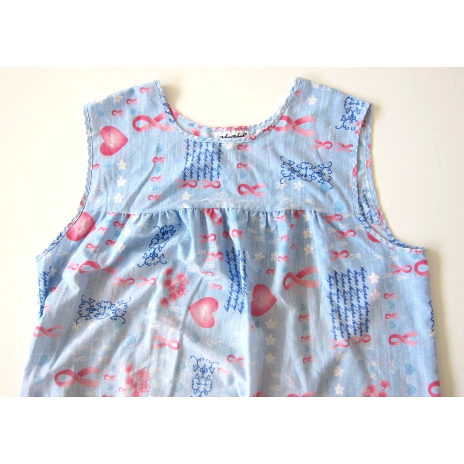 Vintage Anthony Richards Cotton Pink Blue Cancer Pink Ribbon Tank Dress Large Size L / US 10 / IT 46 - 3 Thumbnail