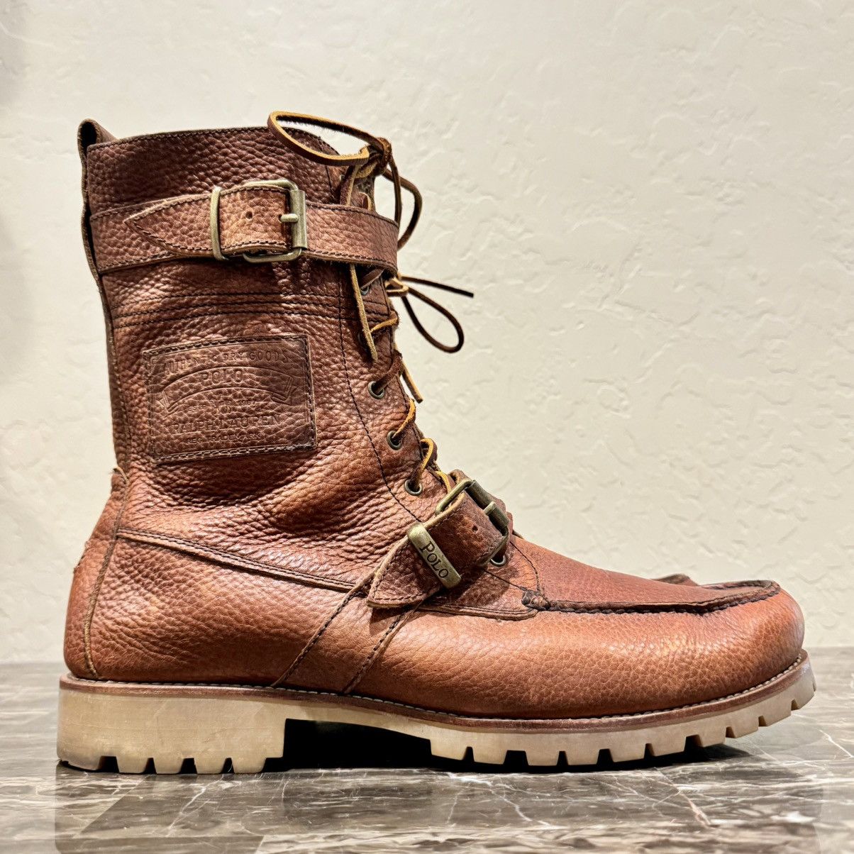 Polo Ralph Lauren Polo Ralph Lauren Radbourne Leather Buckled Combat Boots Size US 14 / EU 47 - 10 Thumbnail
