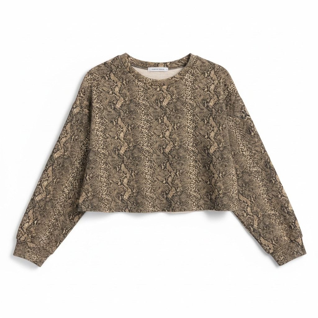 Zara Zara Trafaluc Tan Black Snakeskin Cobra Womens Small Cropped Size S / US 4 / IT 40 - 1 Thumbnail