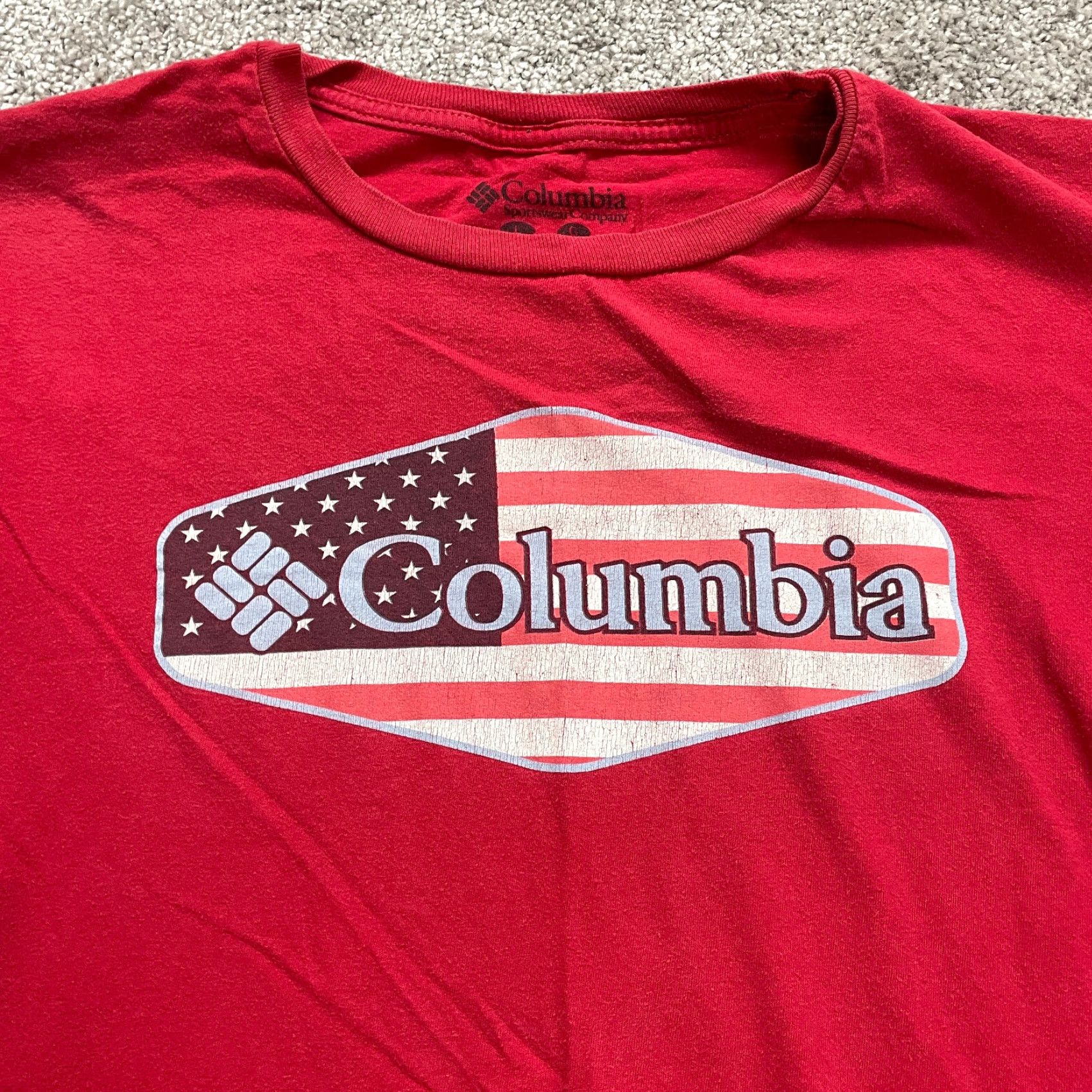 Logo 7 Columbia Shirt Mens Large Red Short Sleeve Cotton USA Logo Adult Size US L / EU 52-54 / 3 - 2 Thumbnail