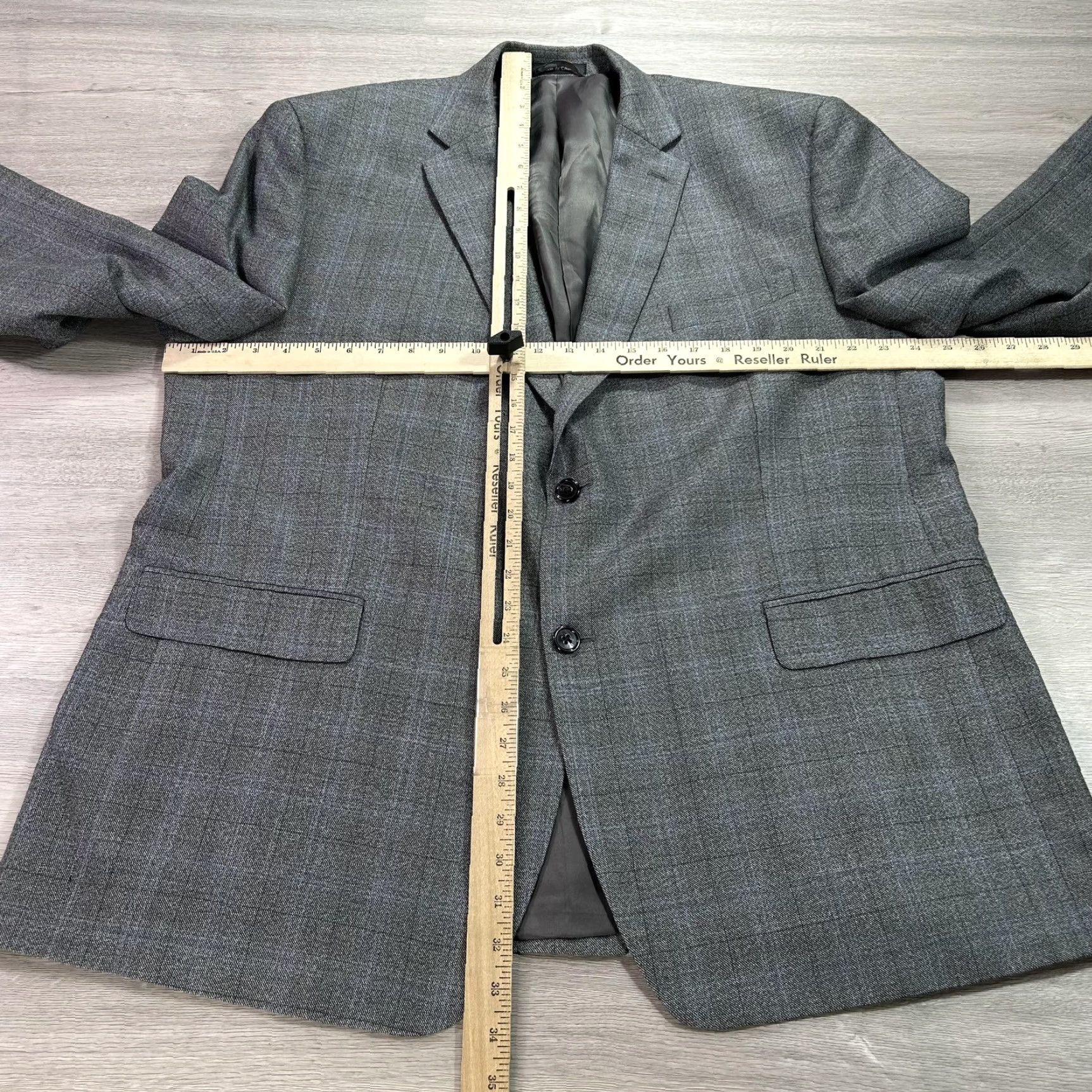 Ralph Lauren VINTAGE Lauren Ralph Lauren Blazer Mens 46R Gray Silk Wool Plaid 2 Button Double Vent Size 46R - 6 Thumbnail