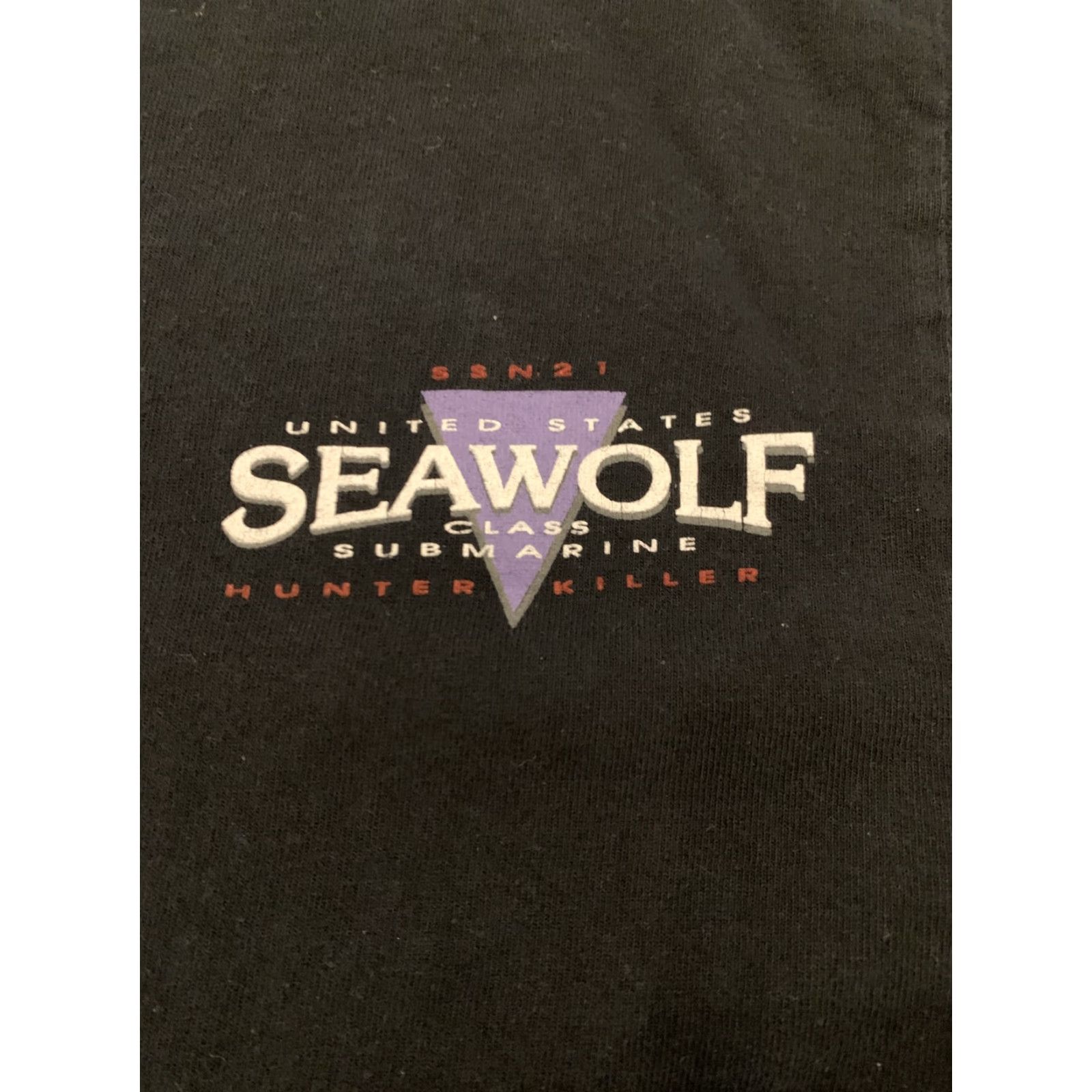 Gildan VINTAGE United States Seawolf Submarine SSN21 Hunter Killer T Shirt Adult Small Black Graphic Tee 1990s Mens Size US S / EU 44-46 / 1 - 2 Thumbnail