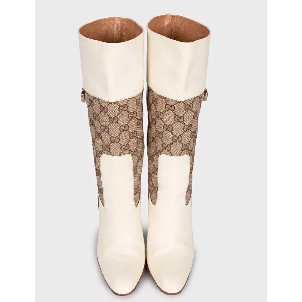 Gucci Gucci White Textile & Leather Ankle Boots - Size 37.5 Size US 7.5 / IT 37.5 - 2 Thumbnail