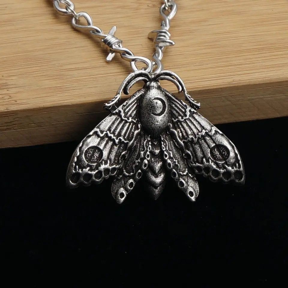 Jewelry Gothic Half Moon Moth Necklace Size ONE SIZE - 3 Thumbnail