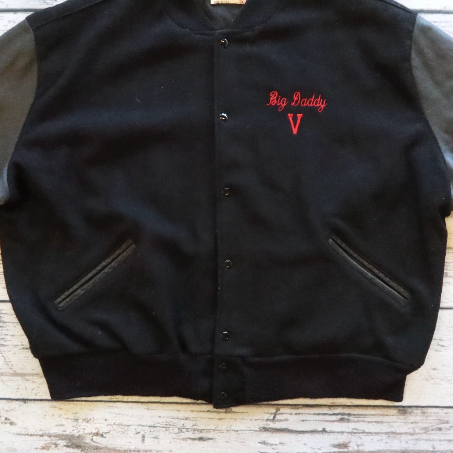 Vintage VINTAGE DeLong Pan-Africanism Peace Varsity Bomber Jacket Men's 3XL Black Leather Jacket Size US XXL / EU 58 / 5 - 5 Thumbnail