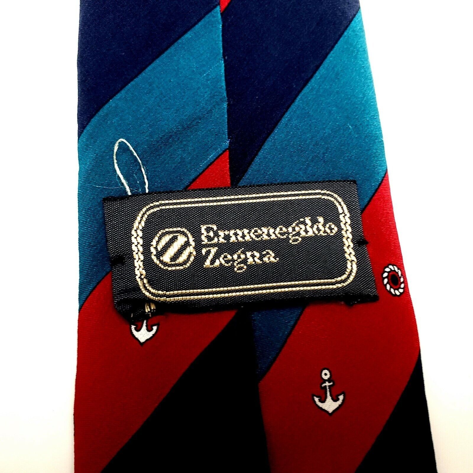 Ermenegildo Zegna Ermenegildo Zegna Silk Tie Red Blue Striped Anchor Skinny Size ONE SIZE - 3 Thumbnail