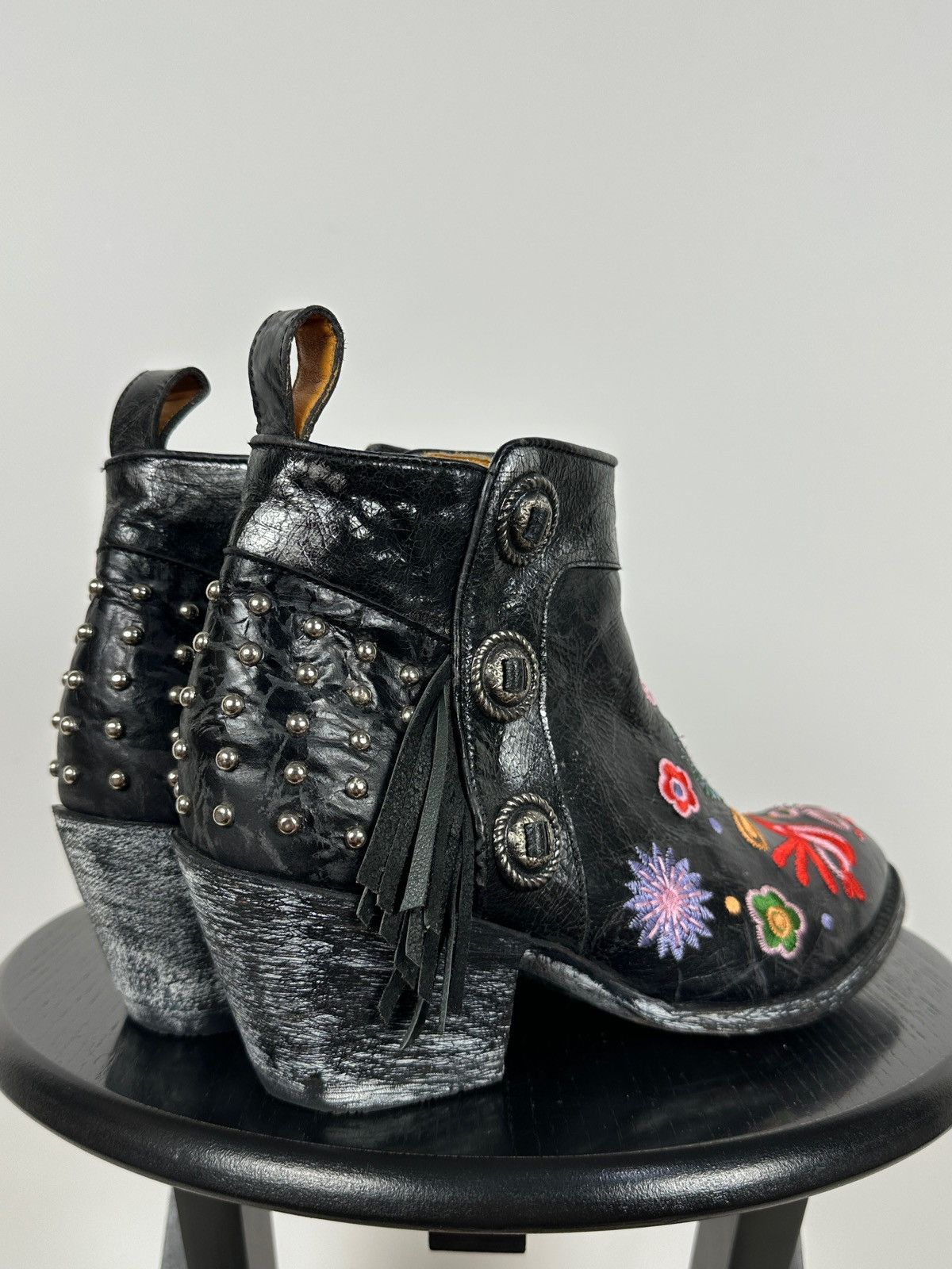 Old Gringo Mexicana Old Gringo Leather Cowboy Floral Ankle Boots Size US 9.5 / IT 39.5 - 7 Thumbnail
