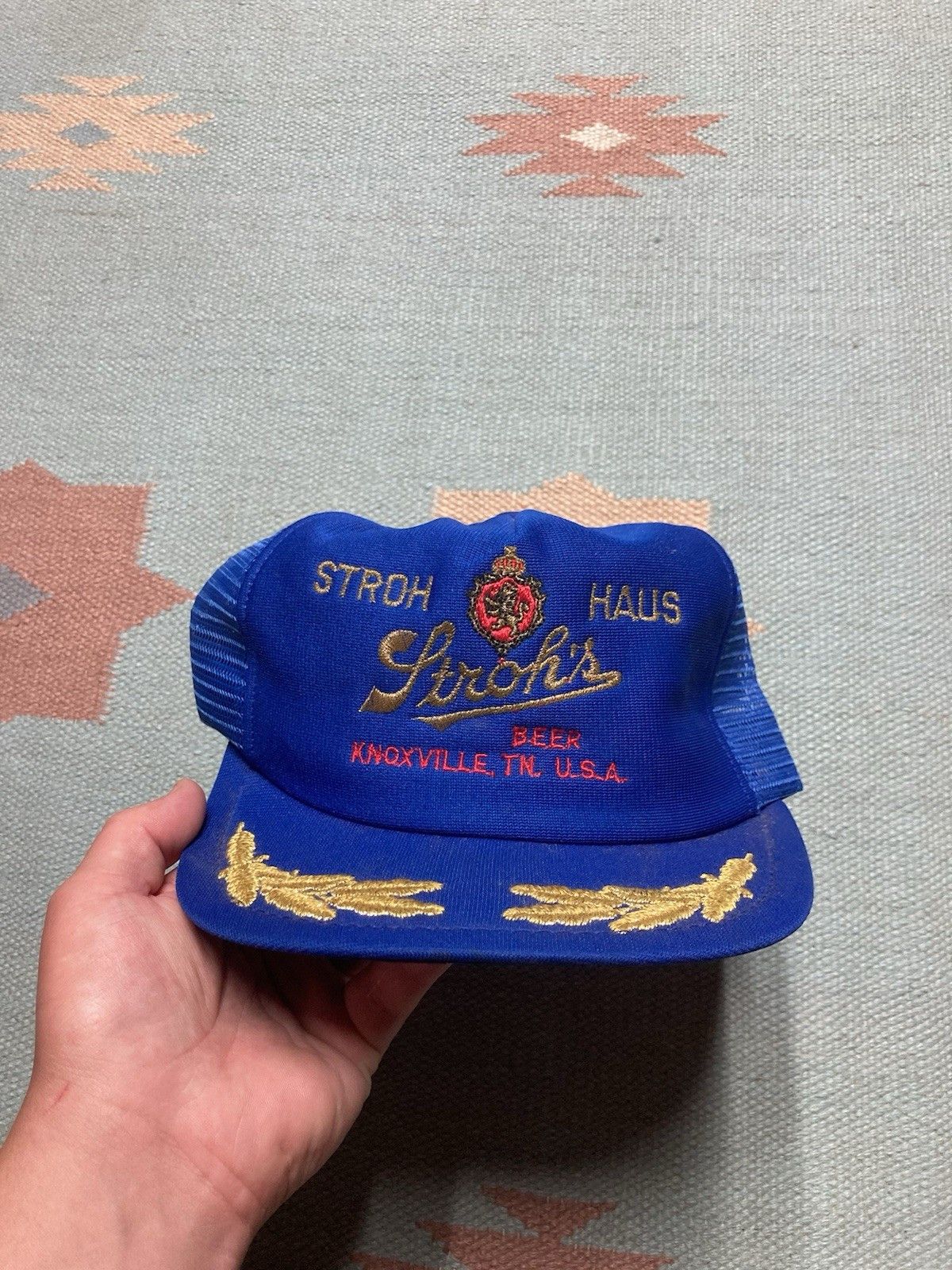 Vintage 80s trucker hat stroh’s beer gold leaf Tennessee made in USA Size ONE SIZE - 2 Thumbnail