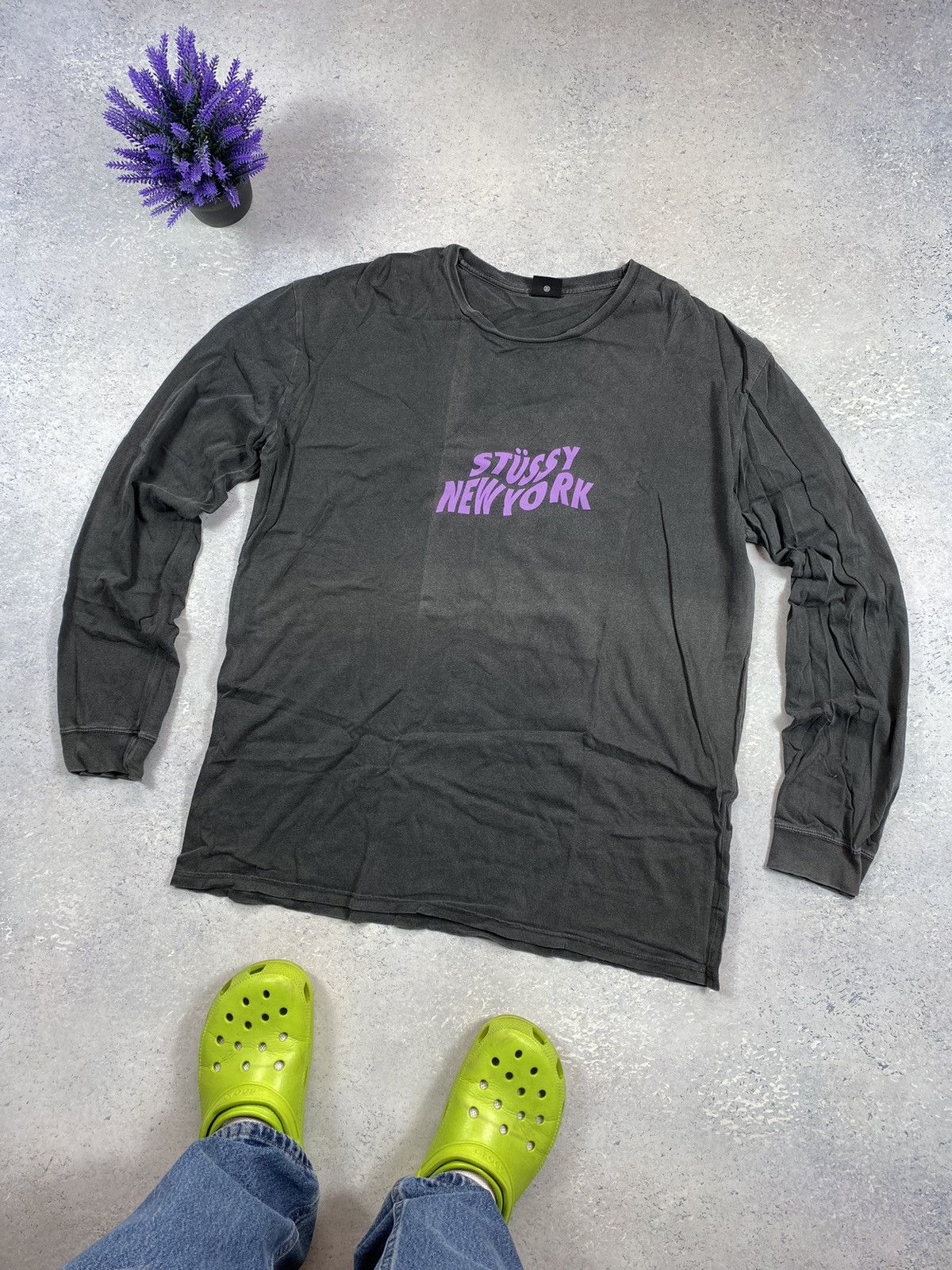 Stussy Stussy men’s black Longsleeve T-shirt with Big Logo Size US XL / EU 56 / 4 - 1 Thumbnail