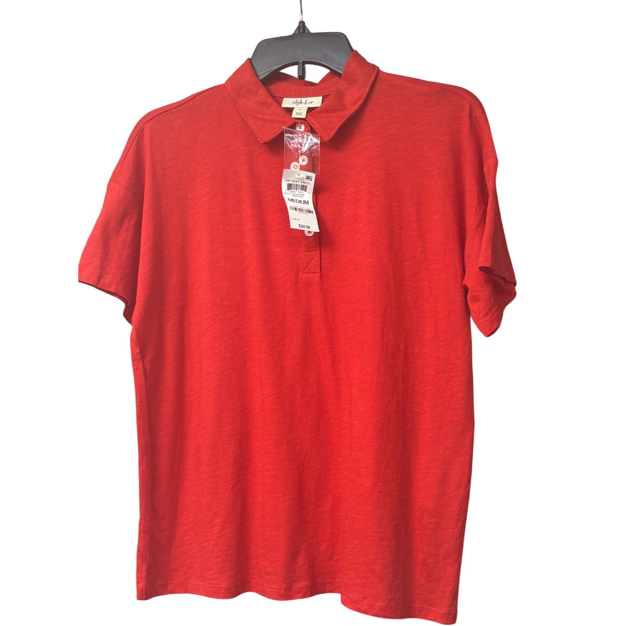 Style & Co Style & Co Women's Short-Sleeve Polo Shirt, Red, Sz. M Size M / US 6-8 / IT 42-44 - 5 Thumbnail