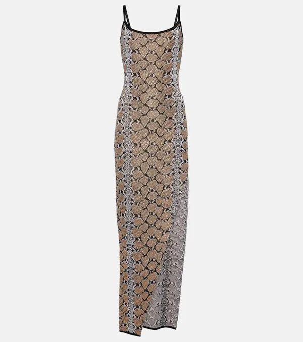 Balmain o1s1wg110825 Snake Print Maxi Dress in Multicolor Size L / US 10 / IT 46 - 1 Thumbnail