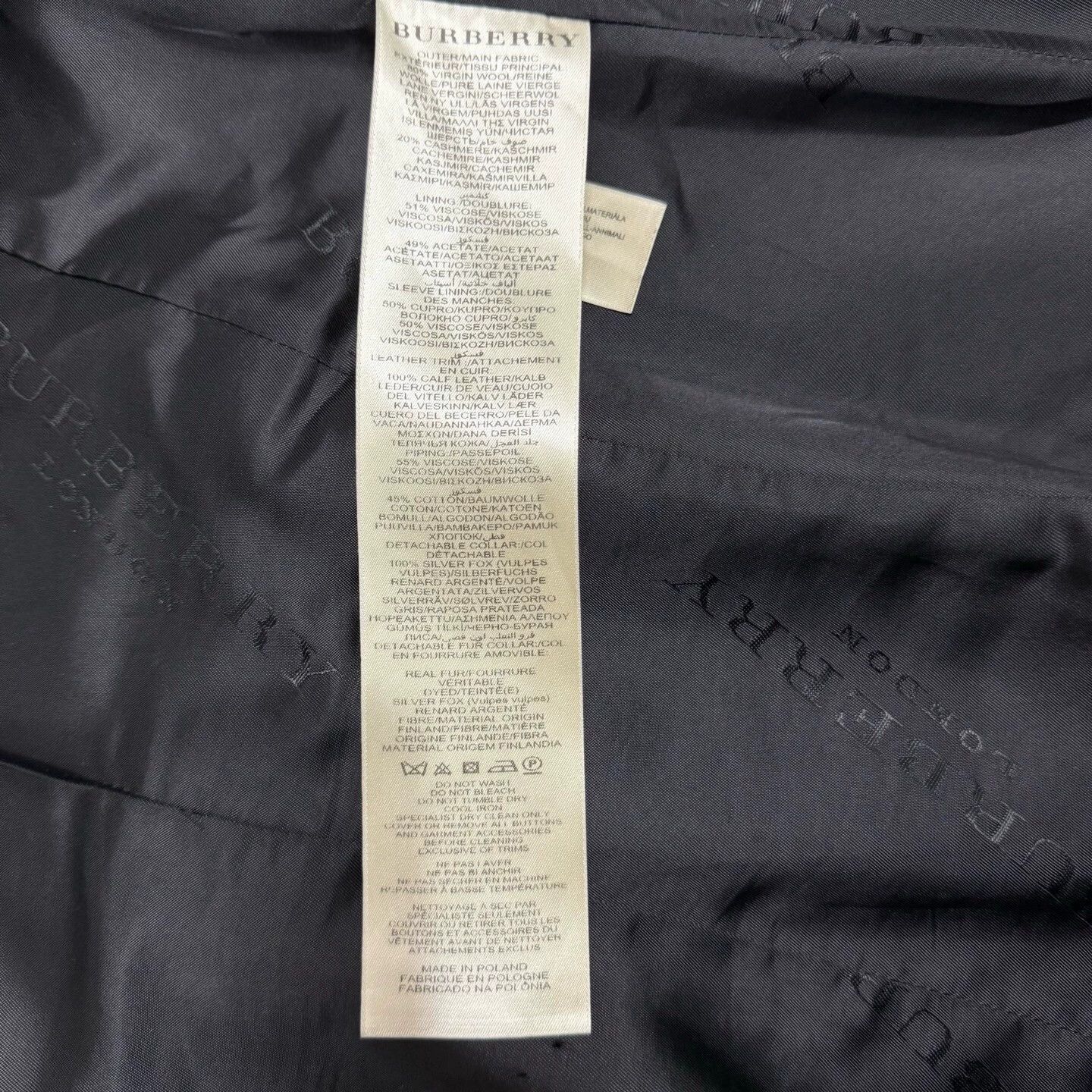 Burberry Burberry Black Wool Coat w/ Fur Collar UK6 99% New Size XS / US 0-2 / IT 36-38 - 4 Thumbnail