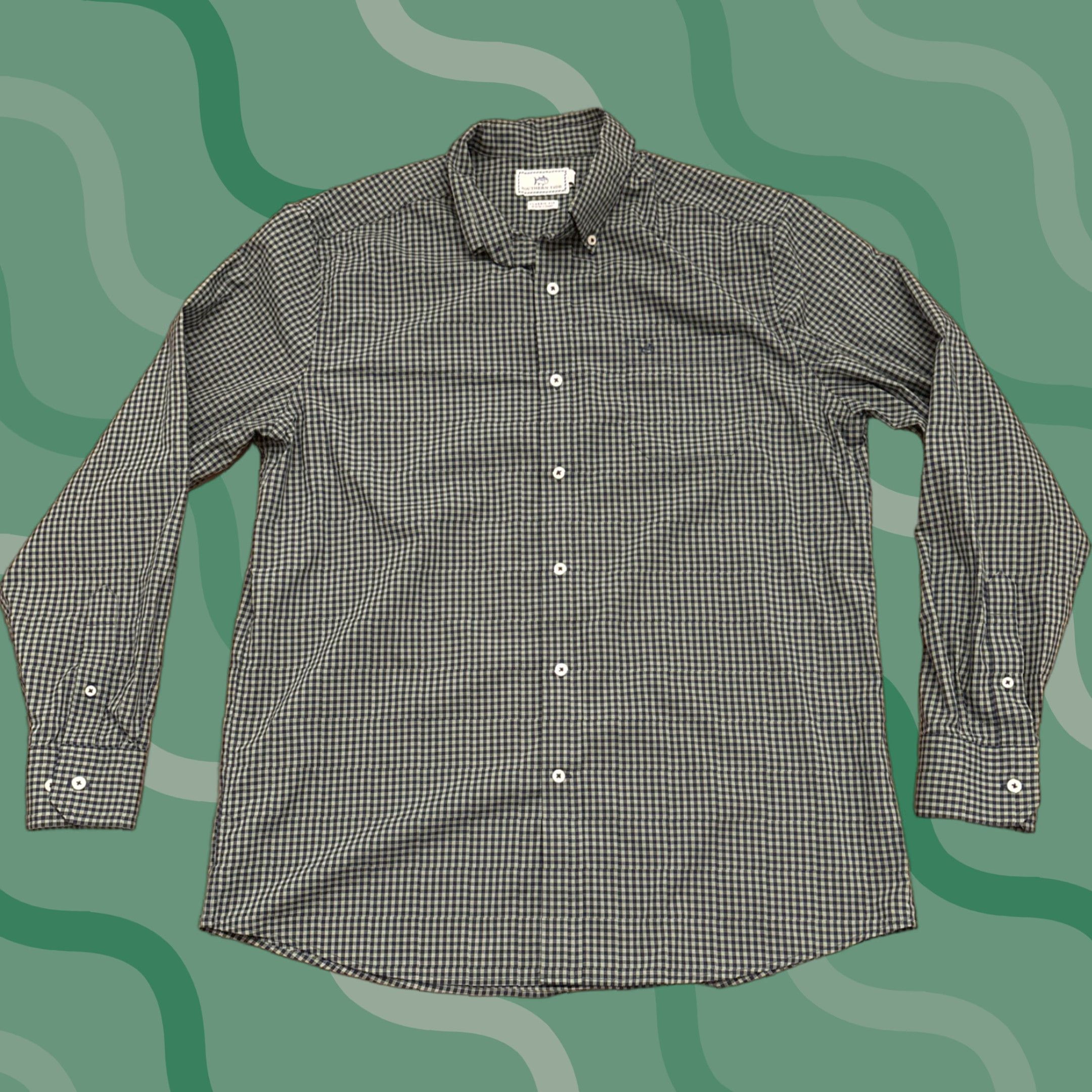 Southern Tide Southern Tide Dress Shirt Blue Green Plaid Long Sleeve Classic Fit Large Mens Shirt Size 42R - 1 Thumbnail