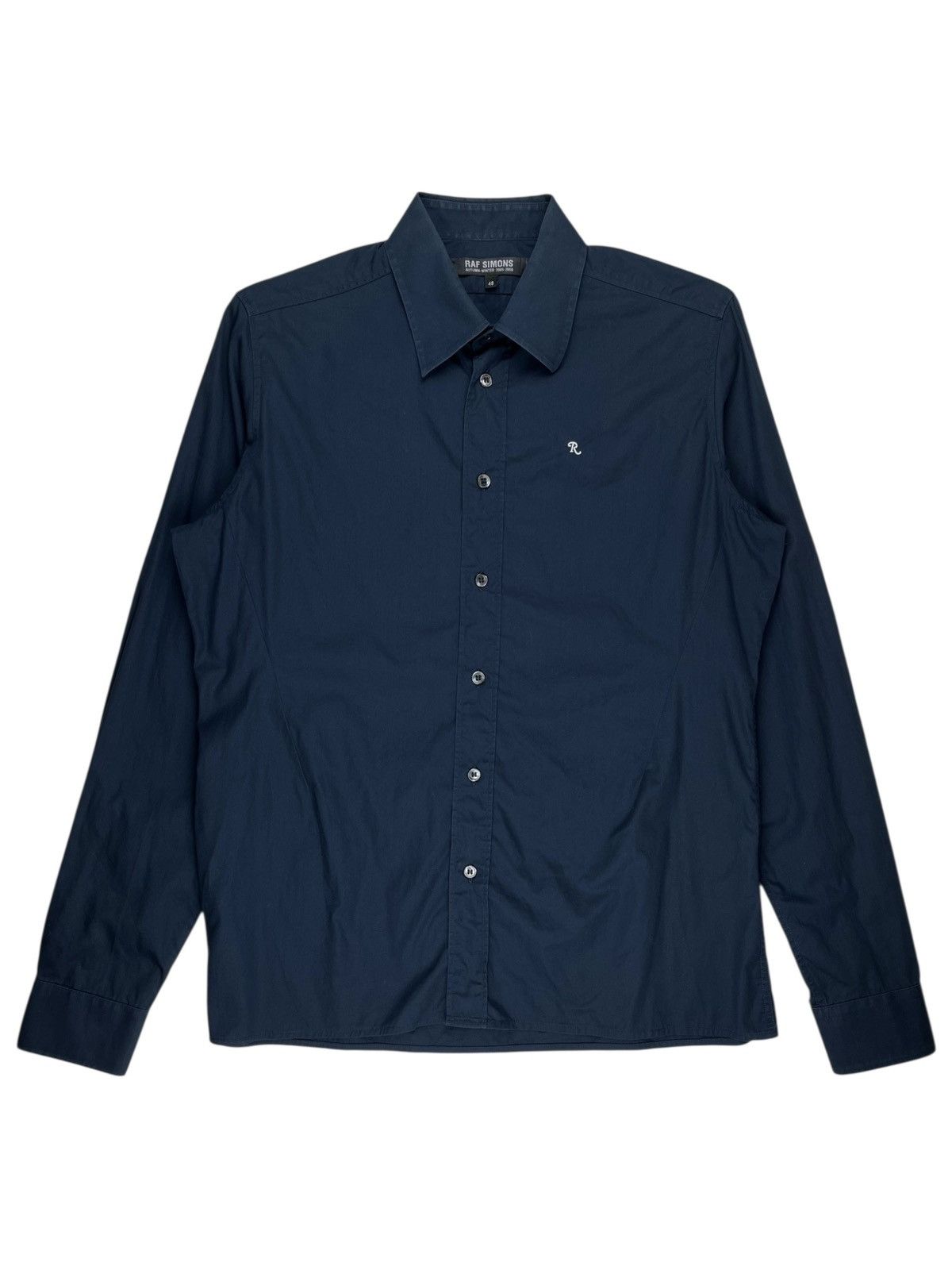 Raf Simons AW05 Raf Simons Embroidered R Button Up Shirt Navy Blue Size US M / EU 48-50 / 2 - 1 Thumbnail
