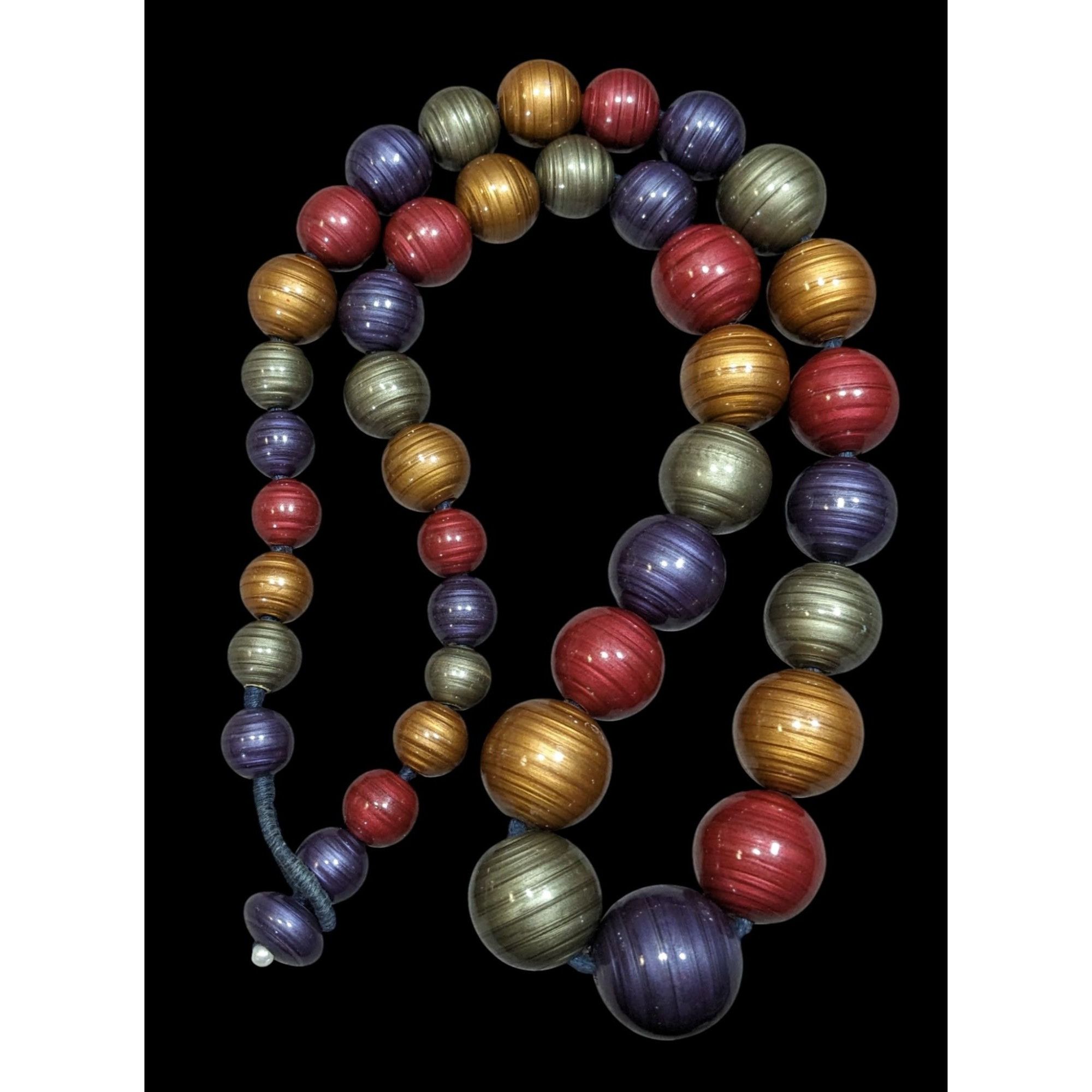 Other Vintage Jewel Tone Metallic Swirl Beaded Necklace Size ONE SIZE - 1 Thumbnail