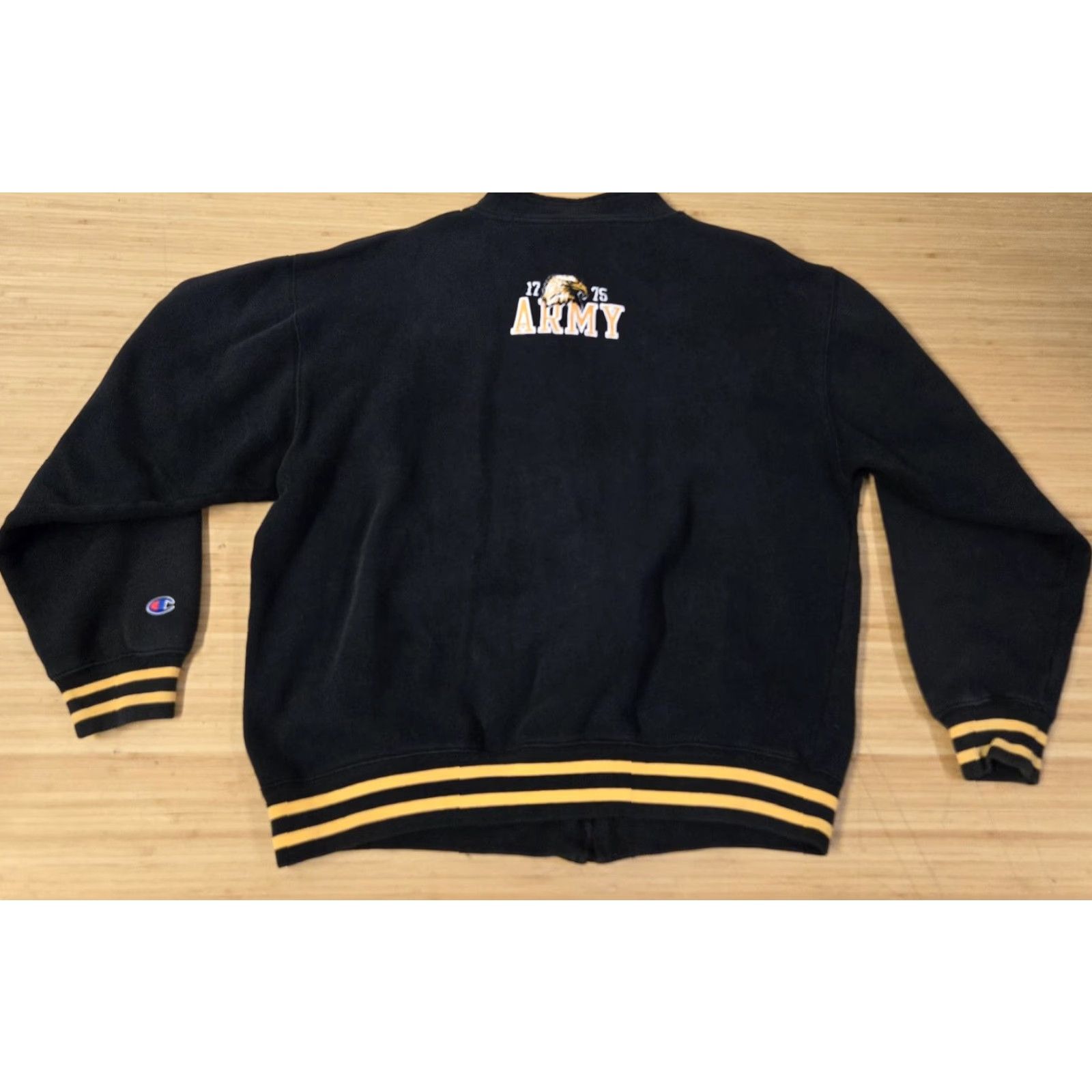 Champion Champion Jacket Mens L Full Zip Embroidered Eagle Patch 1775 Varsity Army USA 1775 Embroidered Patch Black Gold Cuffs Hem Size US L / EU 52-54 / 3 - 7 Thumbnail