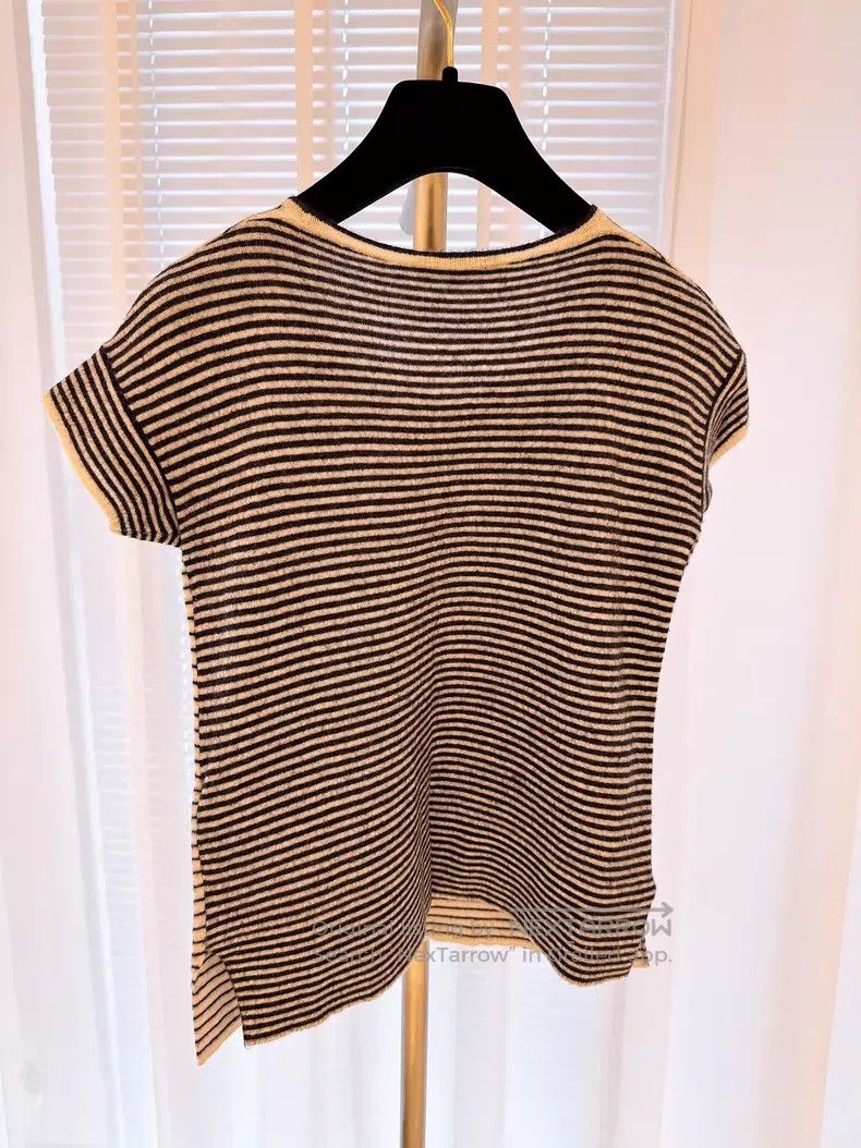 Loro Piana Loro Piana Black and White Striped Cashmere Knit Short Sle Size XS / US 0-2 / IT 36-38 - 6 Thumbnail