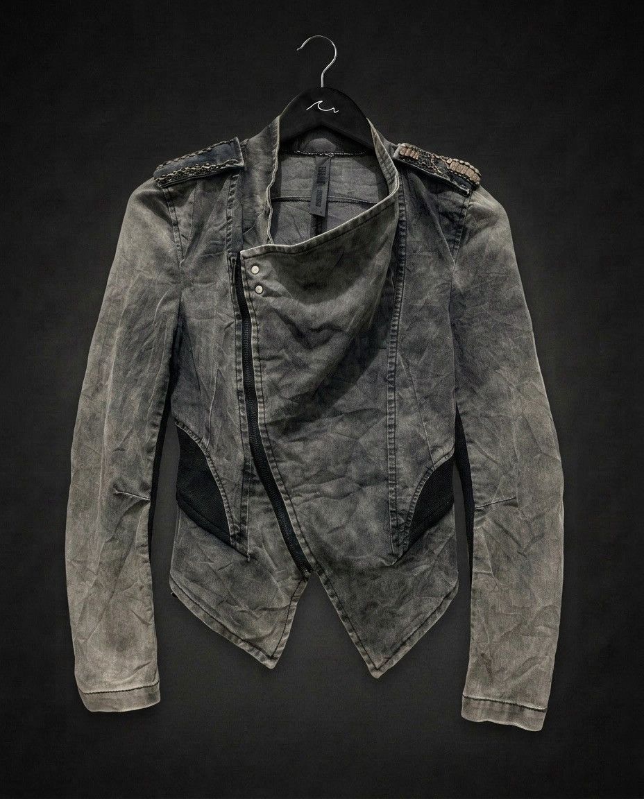 14th Addiction × GOSTAR DE FUGA Fuga Waxed Faux Fur Riders Jacket