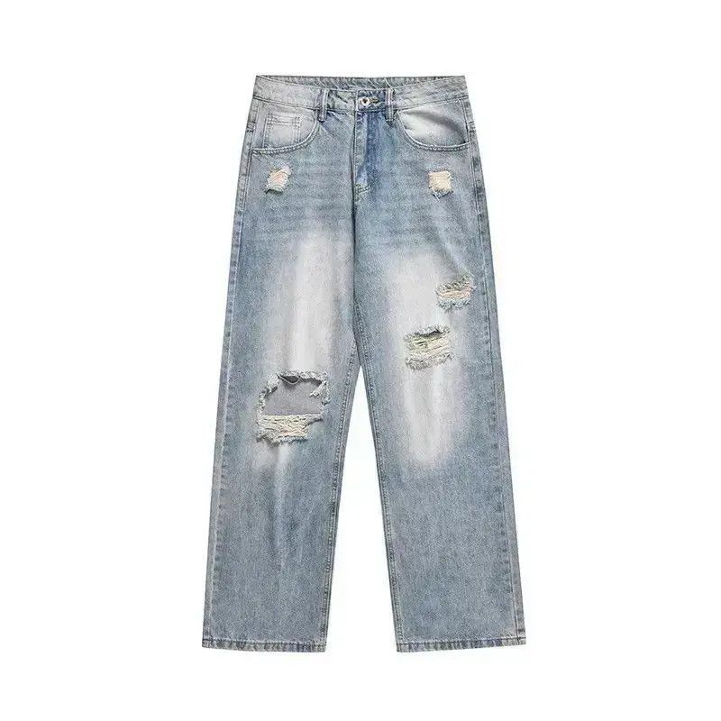 Japanese Brand Loose wide leg distressed jeans Size US 30 / EU 46 - 4 Thumbnail