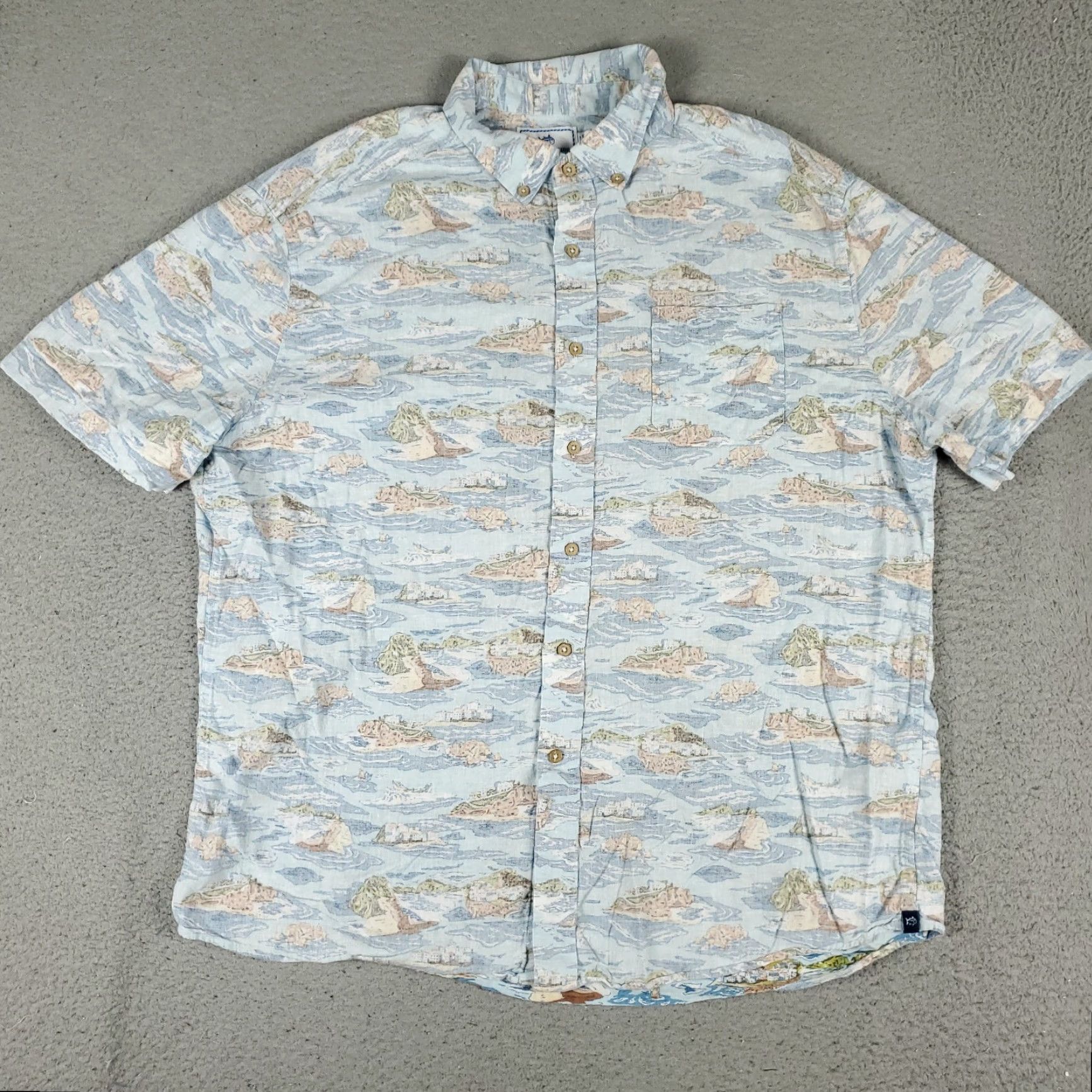 Southern Tide Southern Tide Button-Up Shirt Mens Large Blue Solid Short Sleeve Collared Preppy Size US M / EU 48-50 / 2 - 2 Thumbnail