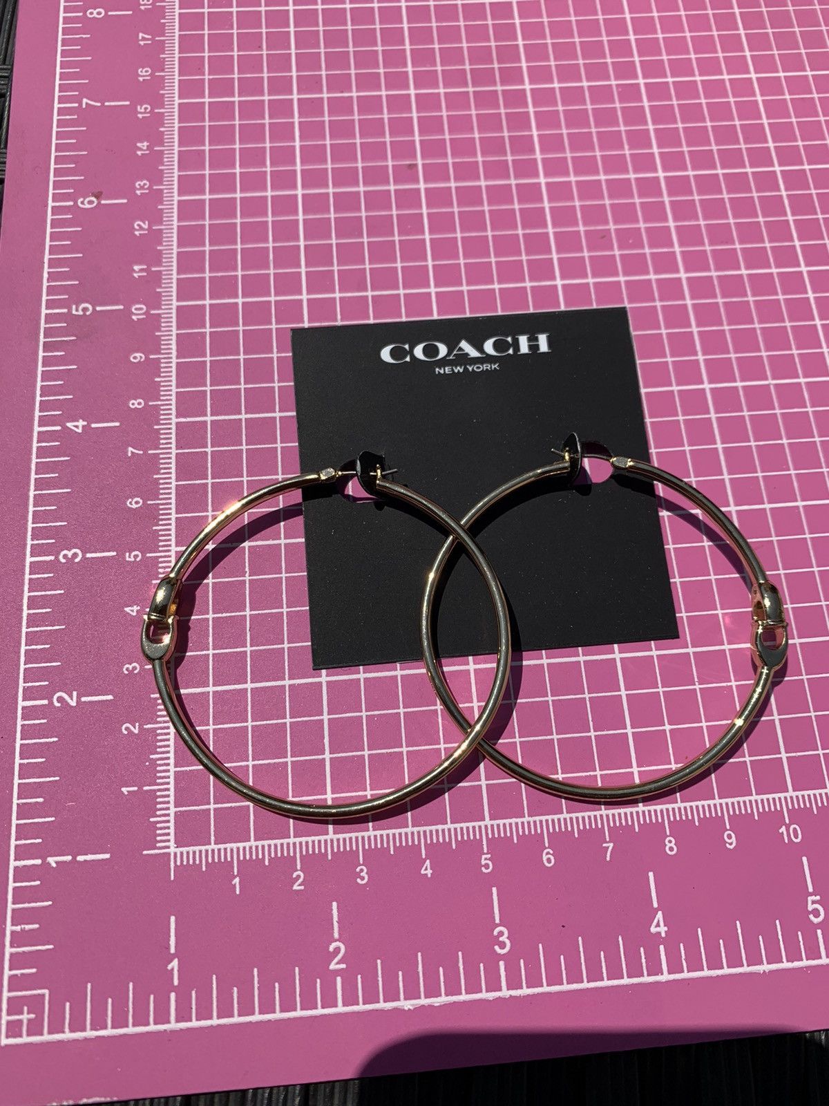 Coach Coach gold tone logo signature big loops hoop earrings NWT Size ONE SIZE - 3 Thumbnail