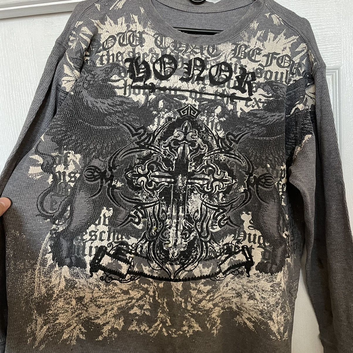 Affliction Y2K affliction die long-sleeve thermal grunge cyber sweater Size US L / EU 52-54 / 3 - 2 Thumbnail