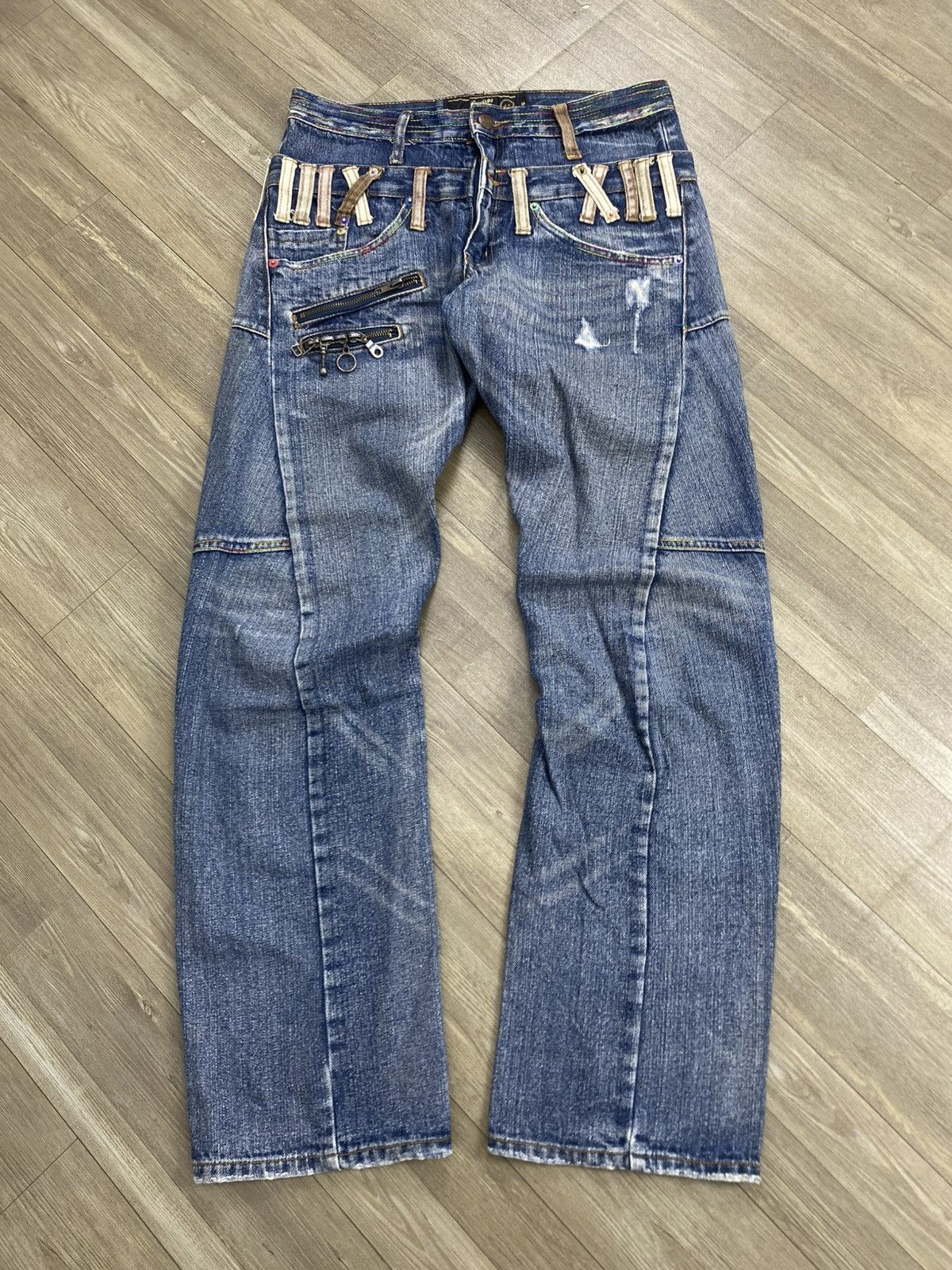 If Six Was Nine 2000s Breathmint Double Waist Multi Zipper Faded Lgb Jeans Size US 30 / EU 46 - 1 Thumbnail