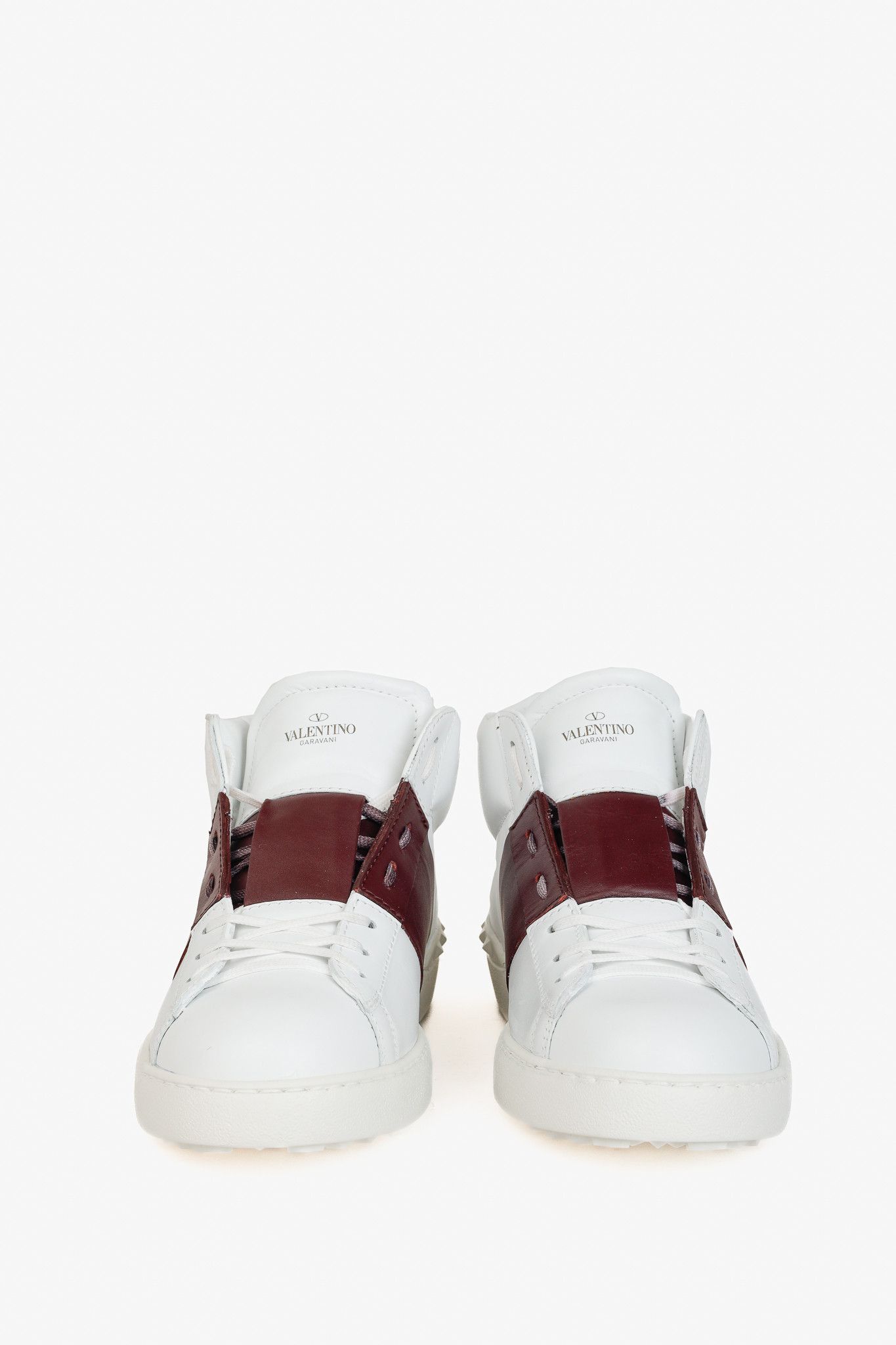 Valentino Valentino Garavani Men's White & Burgundy Leather Sneakers Size US 11 / EU 44 - 2 Thumbnail