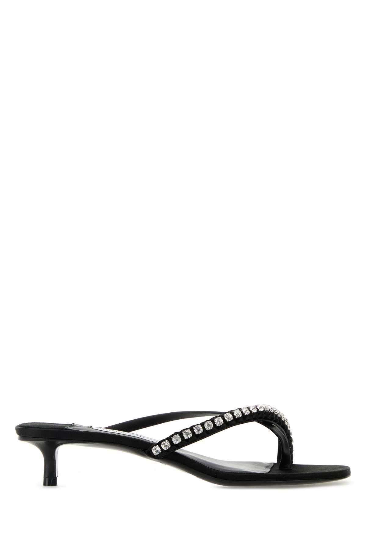 Jimmy Choo Black Nappa Leather And Satin Dila 35 Mule Shoess Shoes, Women's (Size 7)