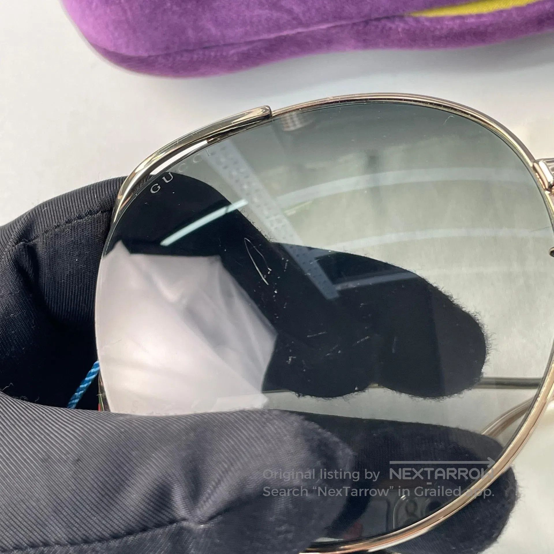 Gucci Guicci Double G logo frame sunglasses in black| Size ONE SIZE - 7 Thumbnail