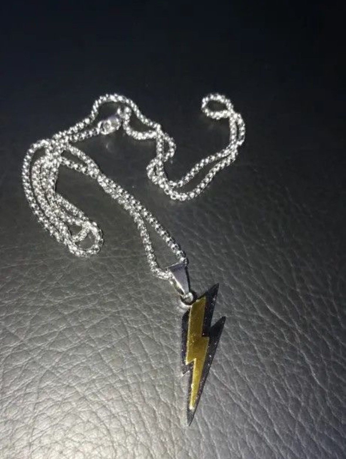 Jewelry Stainless Steel Double Layer Lightning Pendant Necklace Size ONE SIZE - 4 Thumbnail