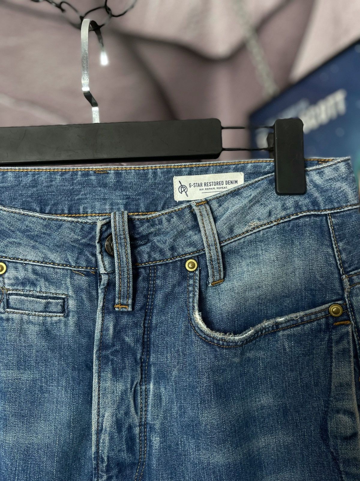 G-Star G-Star Raw D-Staq 3D Tapered Distressed Blue Denim W28 L34 Size US 28 / EU 44 - 7 Thumbnail