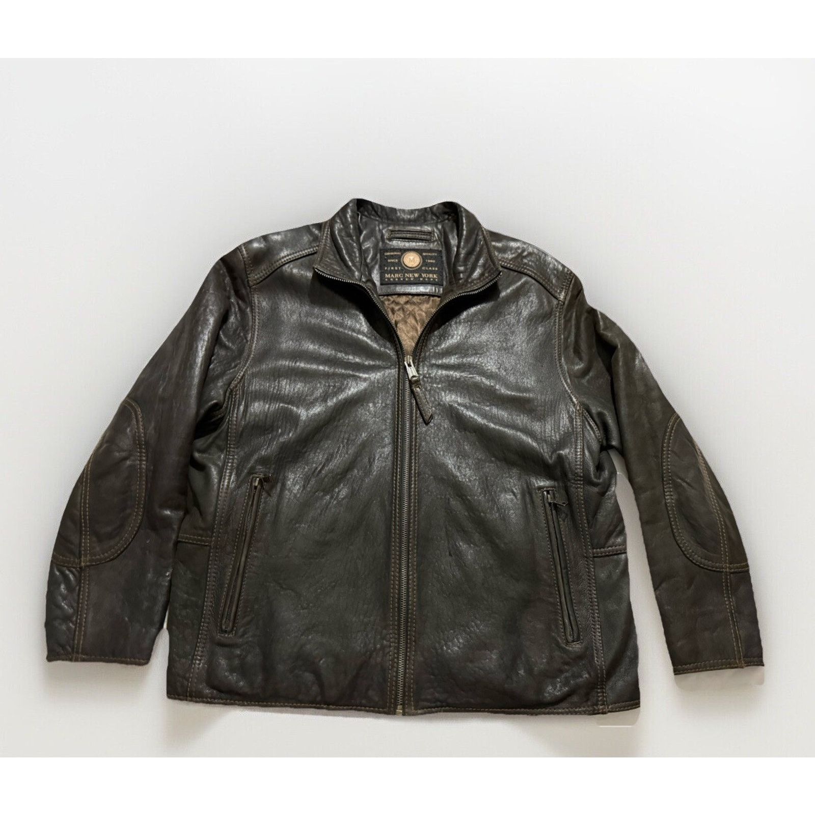Andrew Marc Vintage Andrew Marc New York Brown Leather Biker Jacket Mens Size US XL / EU 56 / 4 - 1 Thumbnail