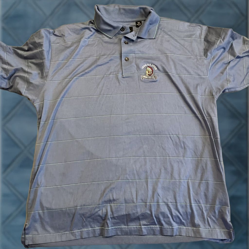 Vintage VINTAGE Ashworth 104th US Open Shinnecock Hills Cotton Blue Striped Polo Golf L Men Size US L / EU 52-54 / 3 - 1 Thumbnail