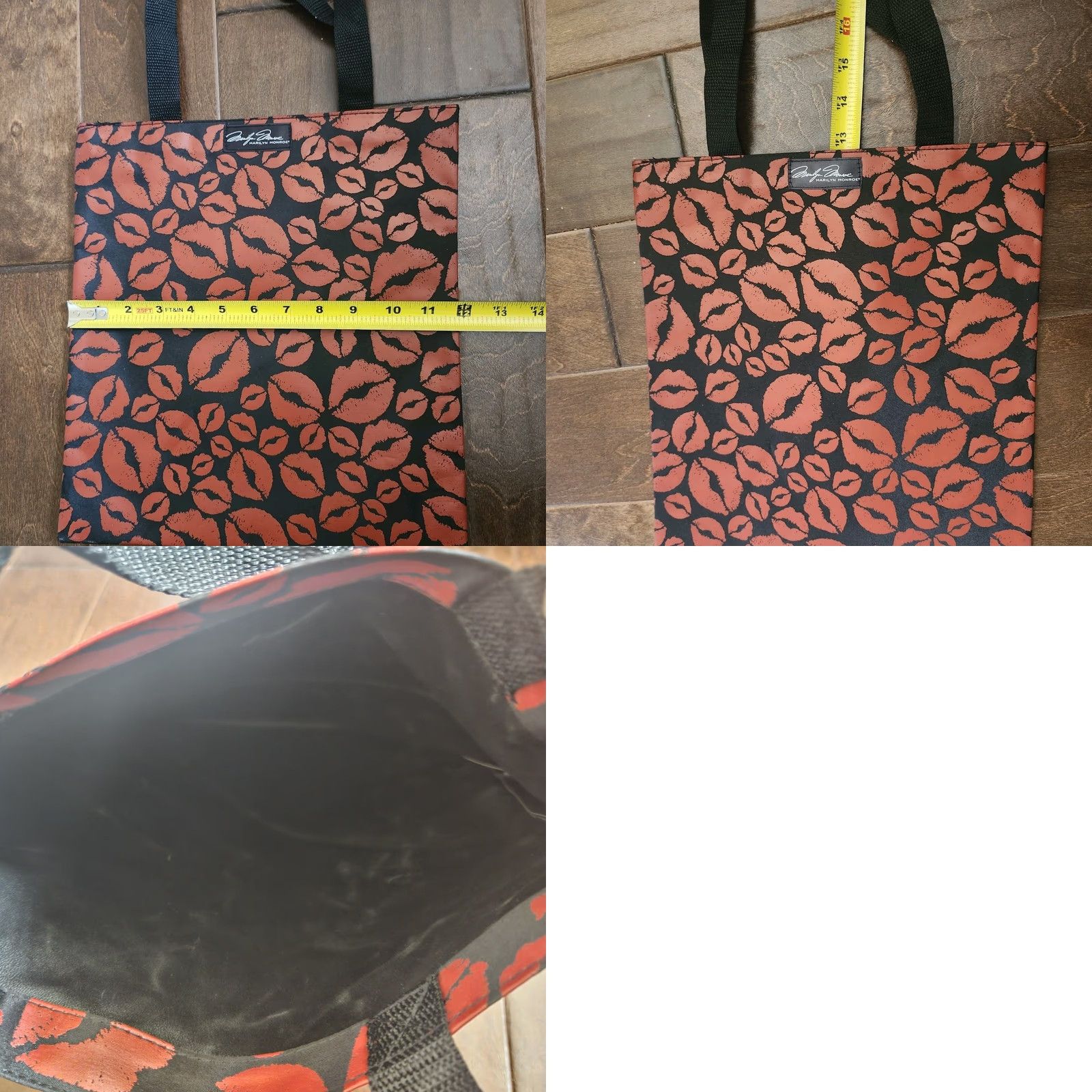 Vintage Marilyn Monroe Kiss Lips Tote Bag Women Medium Brown Tote Lips Pattern Vintage? No Size ONE SIZE - 8 Thumbnail