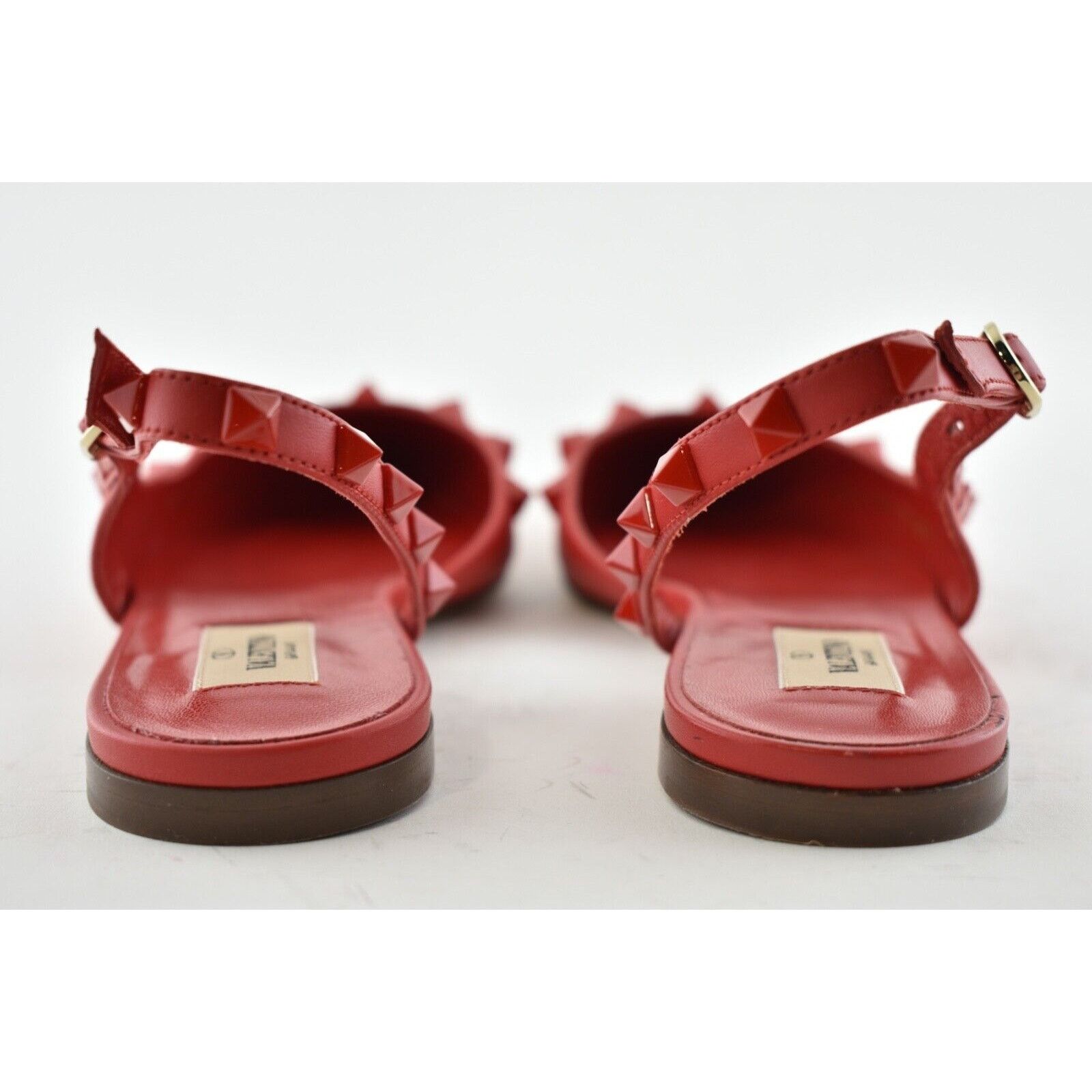 Valentino Valentino Rockstud Red Tonal Stud Pointed Slingback Ballet Size US 6.5 / IT 36.5 - 11 Thumbnail
