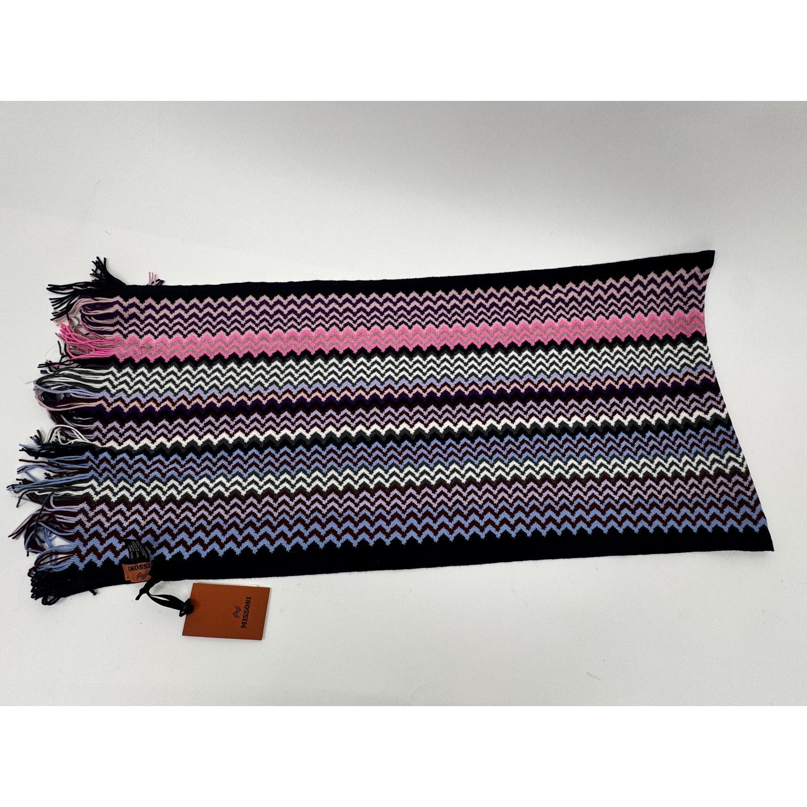 Missoni Missoni NWT Wool Blend Zigzag Pattern Crochet Knit Scarf Size ONE SIZE - 1 Thumbnail