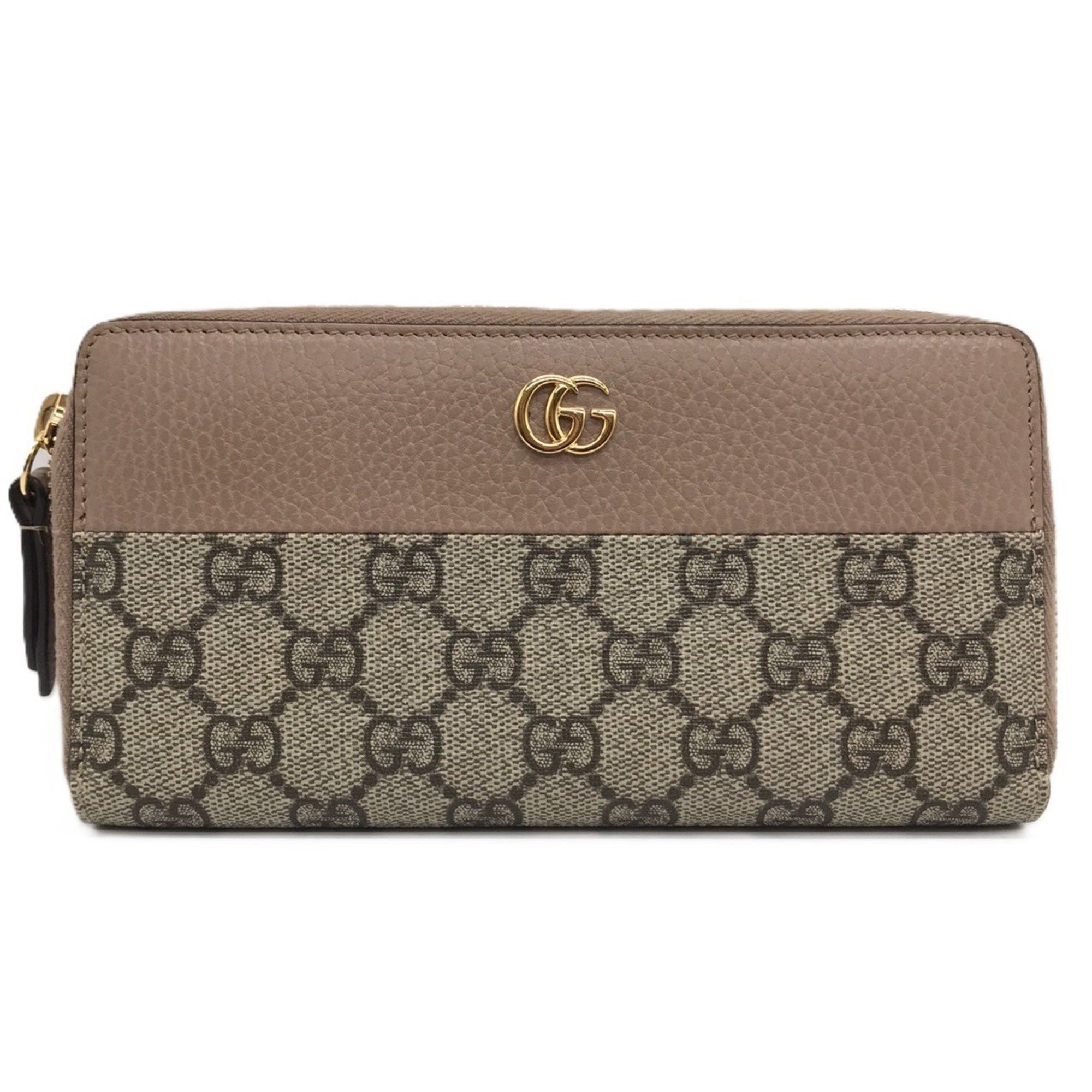 Gucci Gucci Double G Zip Around Wallet Long GG Supreme Beige Leather 456117 GUCCI Size ONE SIZE - 1 Thumbnail