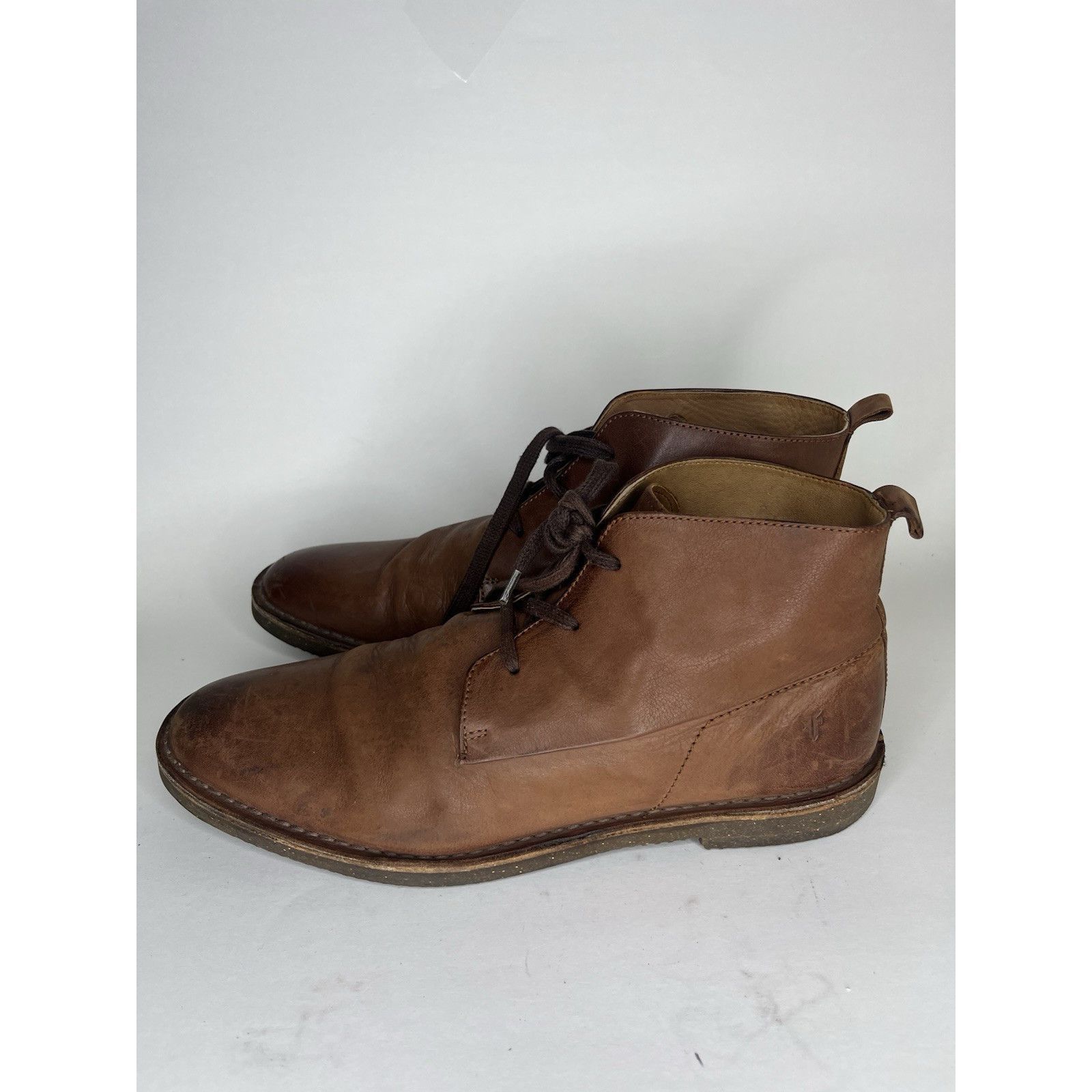 Frye Frye Dark Brown Leather Lace Up Desert Chukka Boots Men Sz 1 Size US 10 / EU 43 - 9 Thumbnail