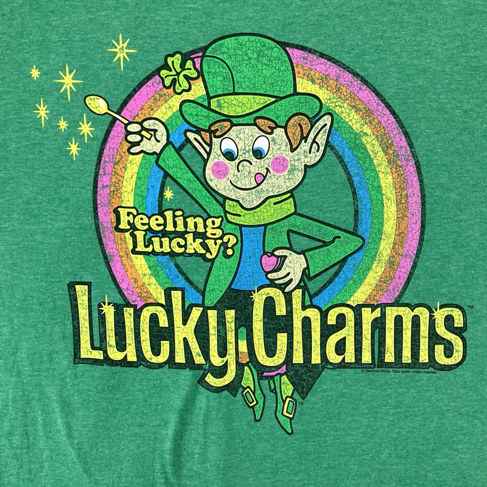 Fruit Of The Loom VINTAGE Fruit of the Loom T-Shirt Retro Lucky Charms Green Crew Neck Short Sleeve Large Mens 2000s 70s 80s Style Graphic Charms Tee Size US L / EU 52-54 / 3 - 3 Thumbnail