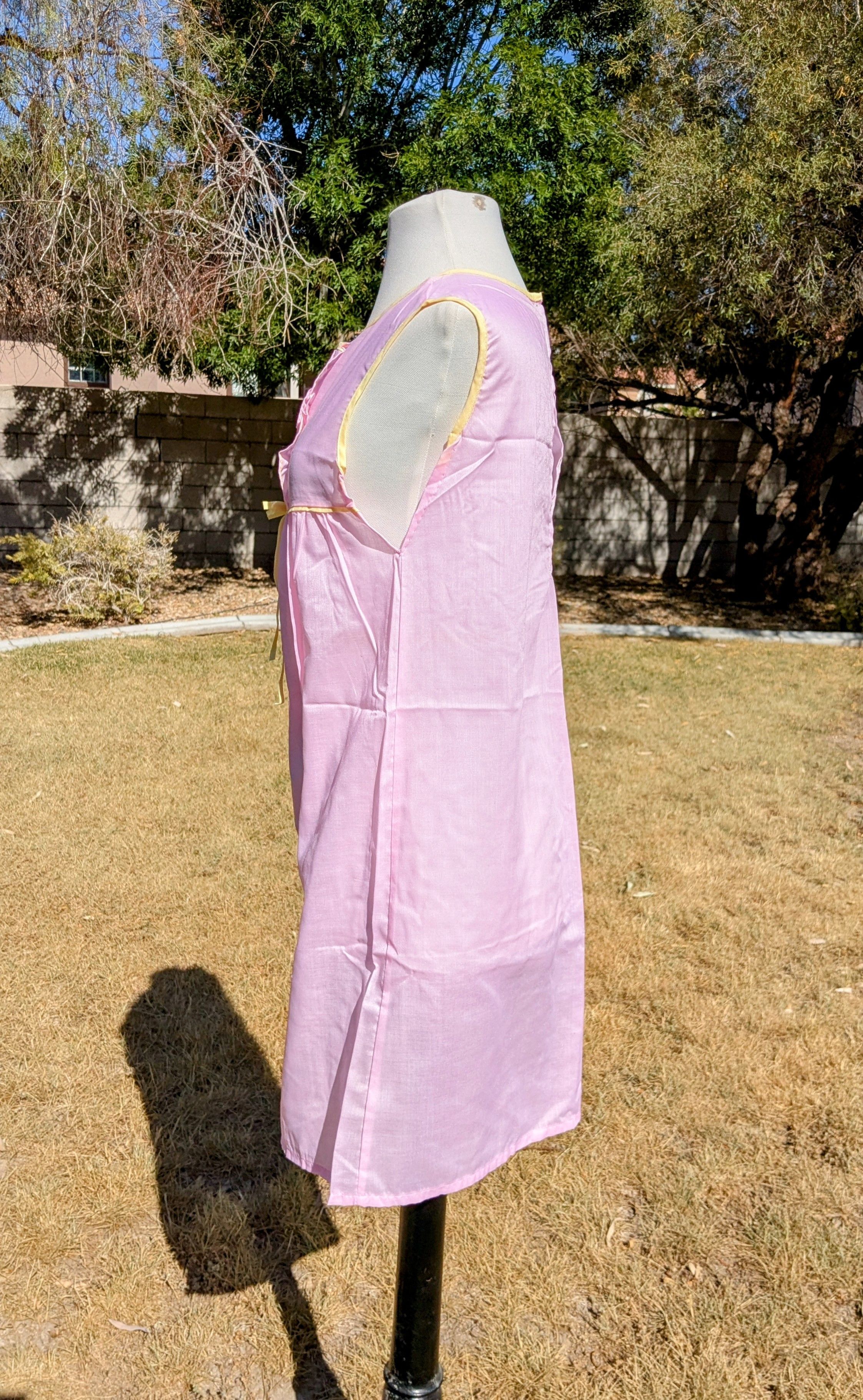 Designer VTG 1980's XS Petite Pink Nightgown Slip Pullover Nightie Size XS / US 0-2 / IT 36-38 - 2 Thumbnail
