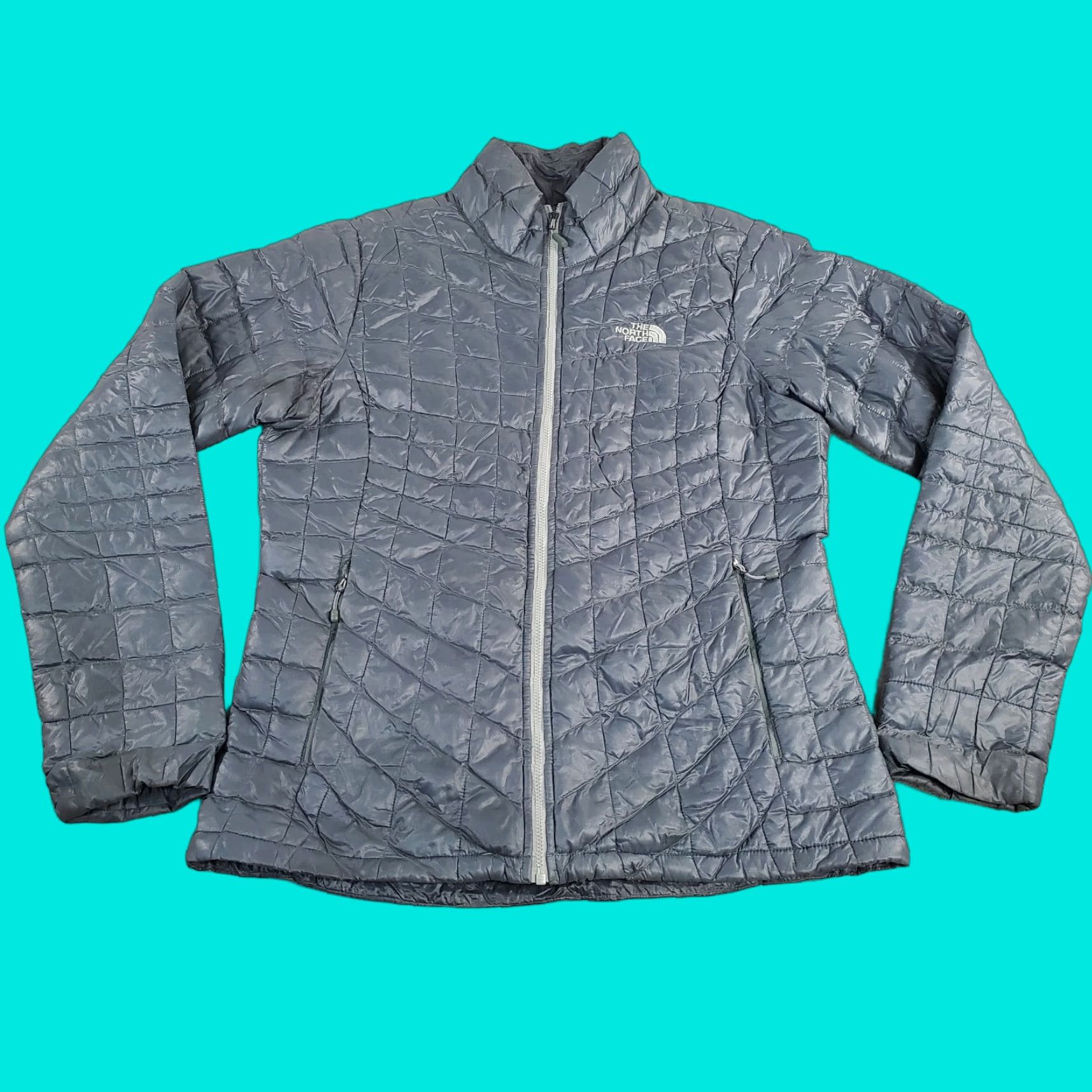 The North Face The North Face Jacket Womens M Green Thermoball Puffer Quilted Windbreaker Full Zip Pockets Logo Nylon Size M / US 6-8 / IT 42-44 - 1 Thumbnail