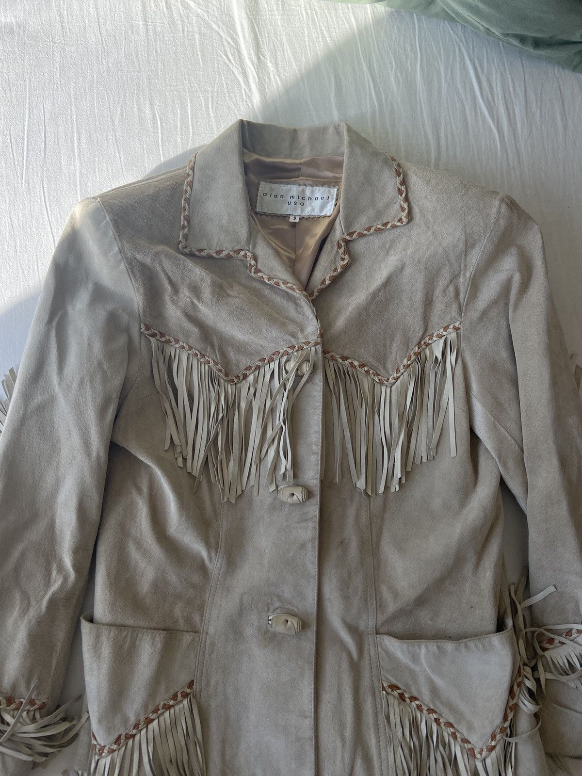 Other Alan Michael USA Vintage Suede Fringe Jacket Size S / US 4 / IT 40 - 16 Thumbnail