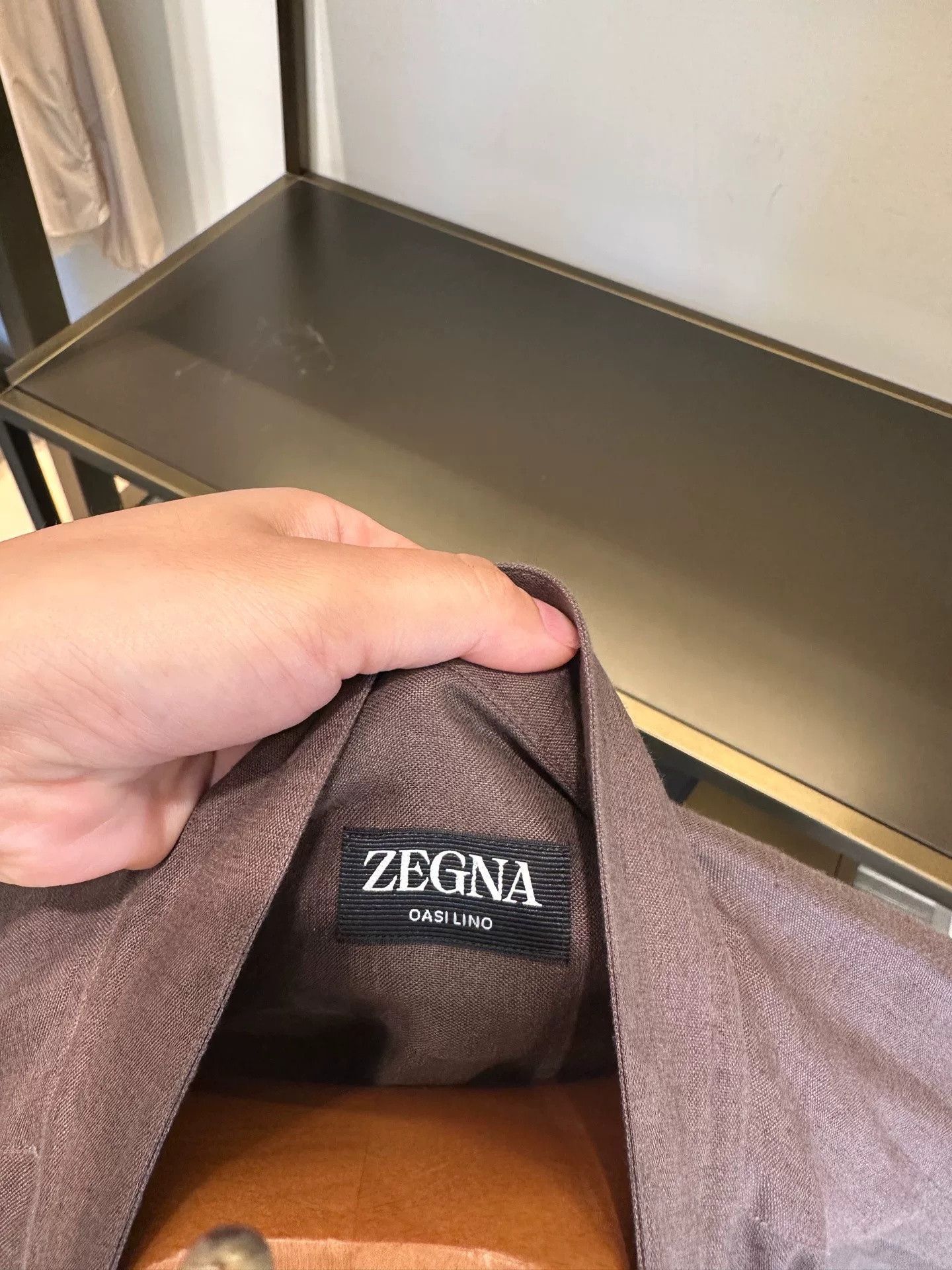 Ermenegildo Zegna Zegna Oasi Lino Brown Linen Shirt Size US XS / EU 42 / 0 - 7 Thumbnail