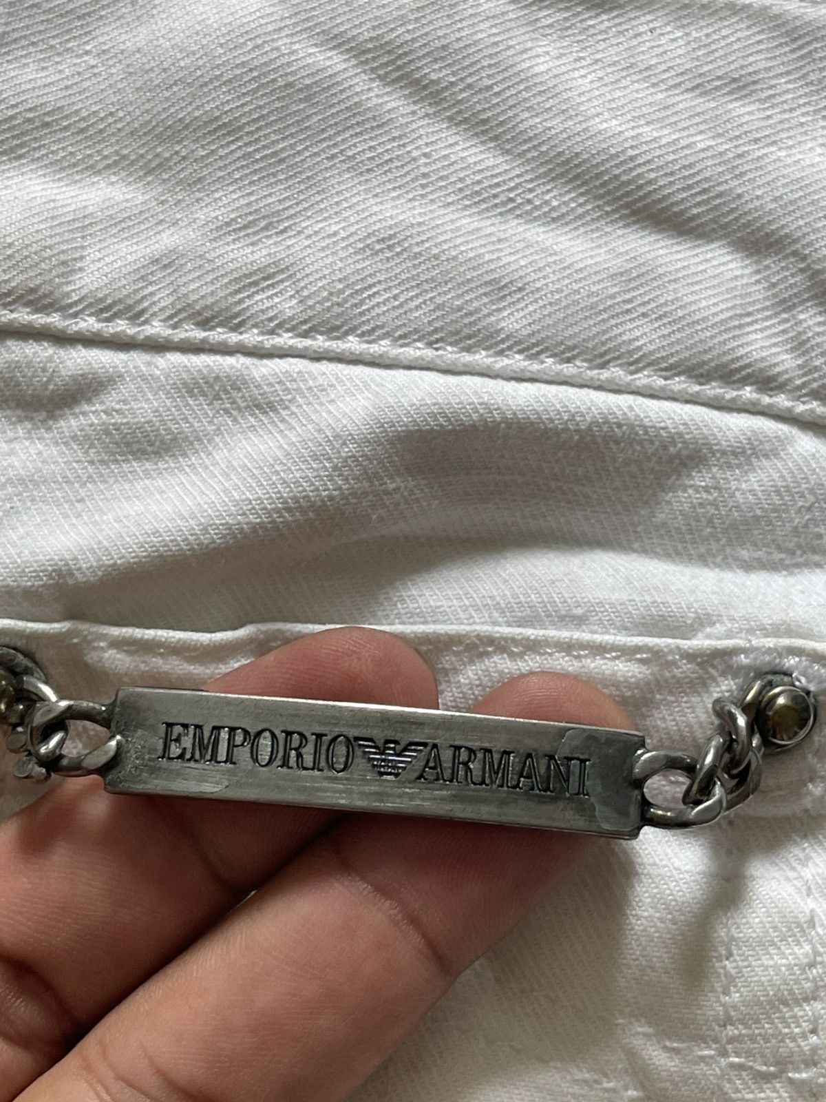 Emporio Armani Emporio Armani Metal Emblem Pocket White Denim Jeans 96 Size US 36 / EU 52 - 9 Thumbnail