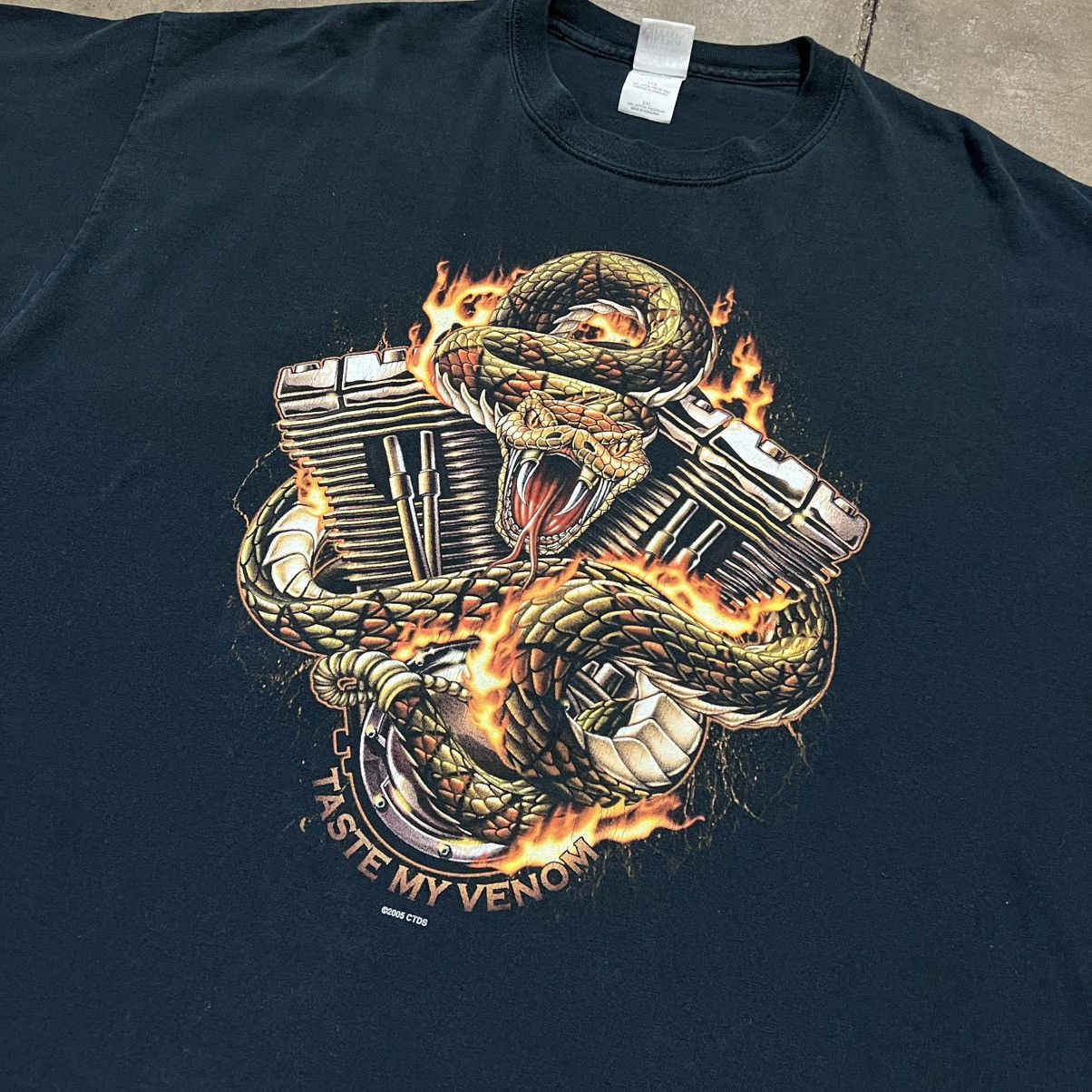 Vintage Vintage Biker Motorcycle T shirt Snake Flames Grunge Punk Size US XXL / EU 58 / 5 - 4 Thumbnail