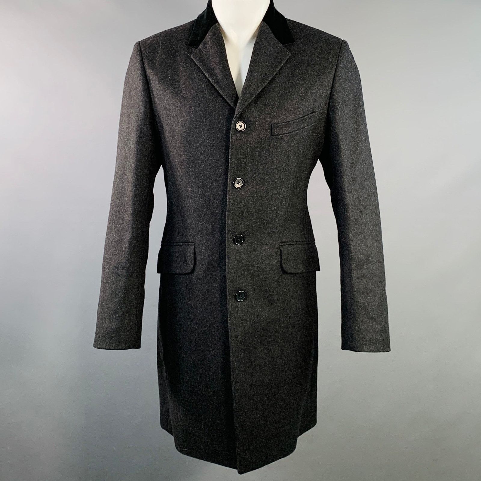 Paul Smith PS by PAUL SMITH Charcoal Black Wool Blend Notch Lapel Coat Size US S / EU 44-46 / 1 - 1 Thumbnail