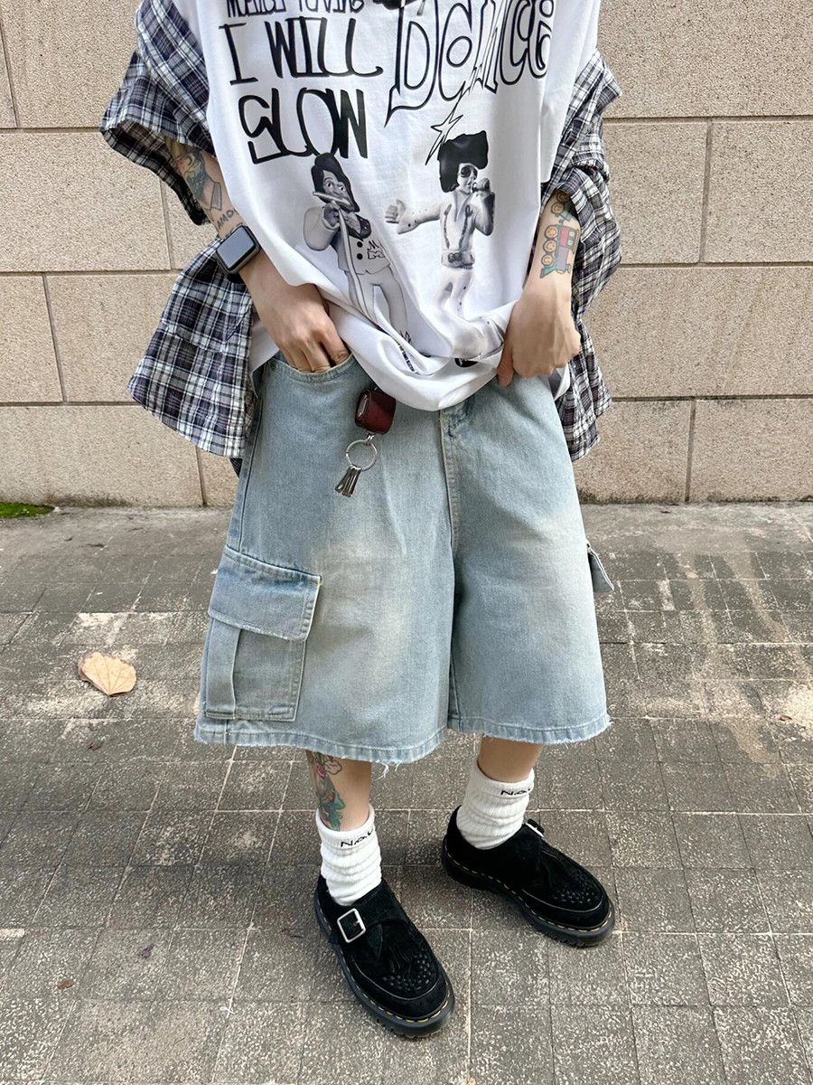 Japanese Brand × Vintage Frayed Wide Leg Waist Cargo Pocket Size US 29 - 3 Thumbnail